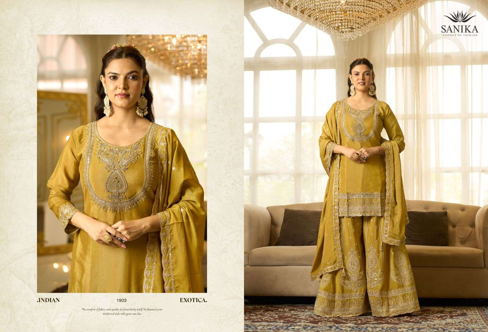 ANMOL BY SANIKA FASHION IN PREMIUM CHINON SILK WITH HAND EMBLISSIED MIRROR WORK