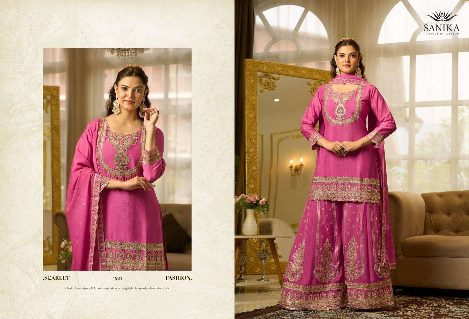 ANMOL BY SANIKA FASHION IN PREMIUM CHINON SILK WITH HAND EMBLISSIED MIRROR WORK