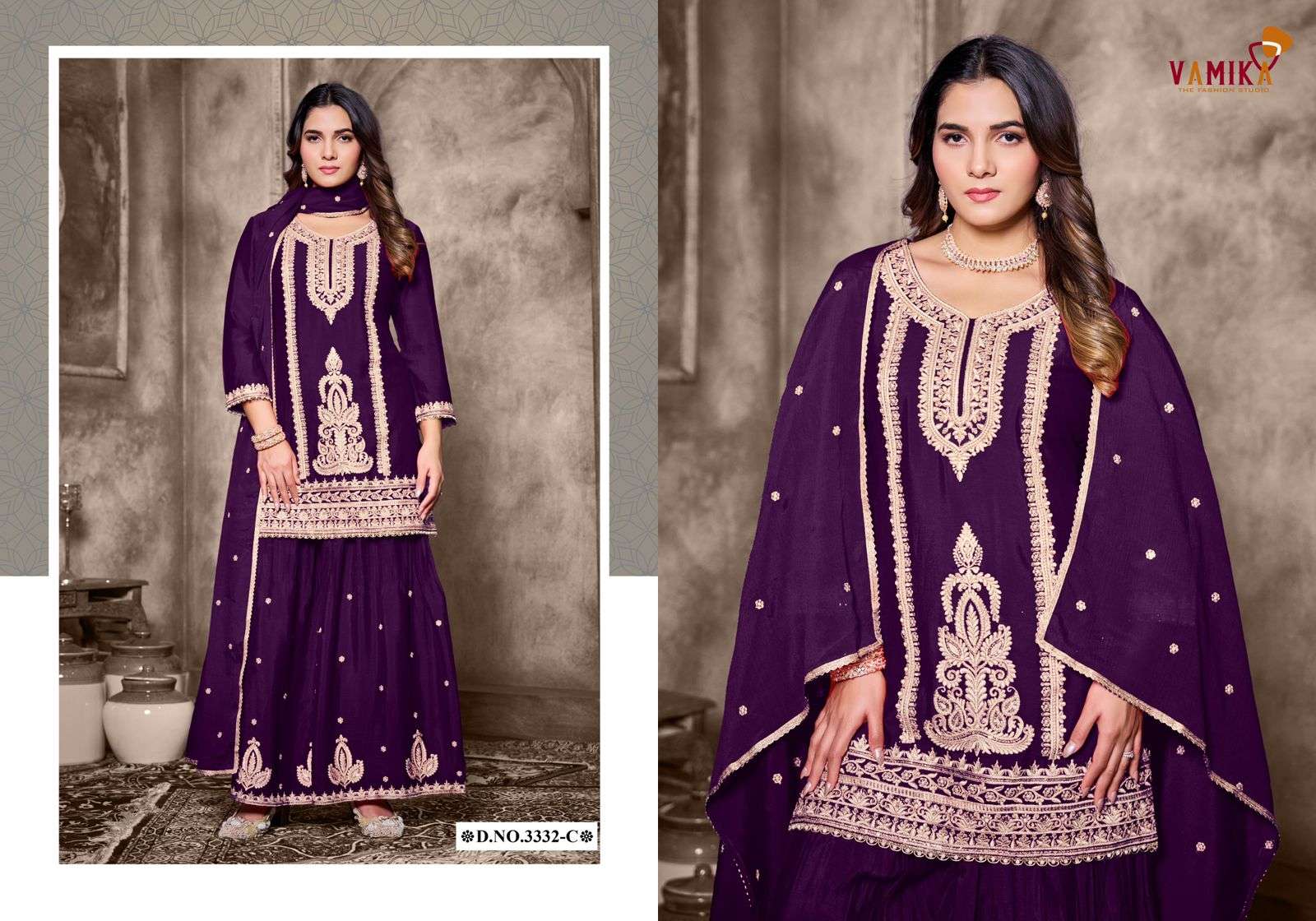 ASHIMA VOL-2 BY VAMIKA IN HEAVY BLOOMING ATEX CHINON WITH HEAVY HANDWORK