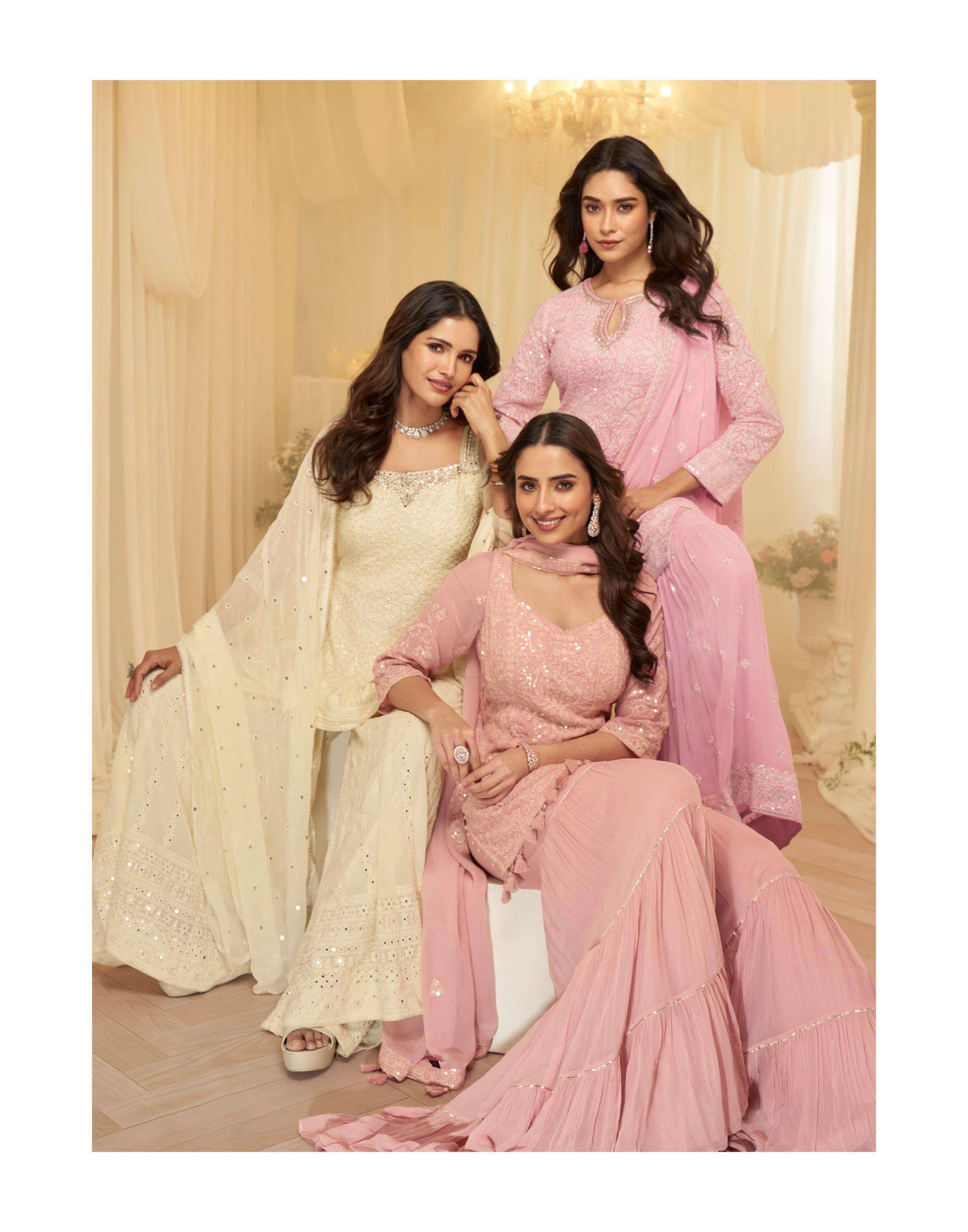 ASMITA BY SAYURI DESIGNER IN REAL GEROGETTE TOP WITH EMBROIDERED SHARARA AND DUPATTA