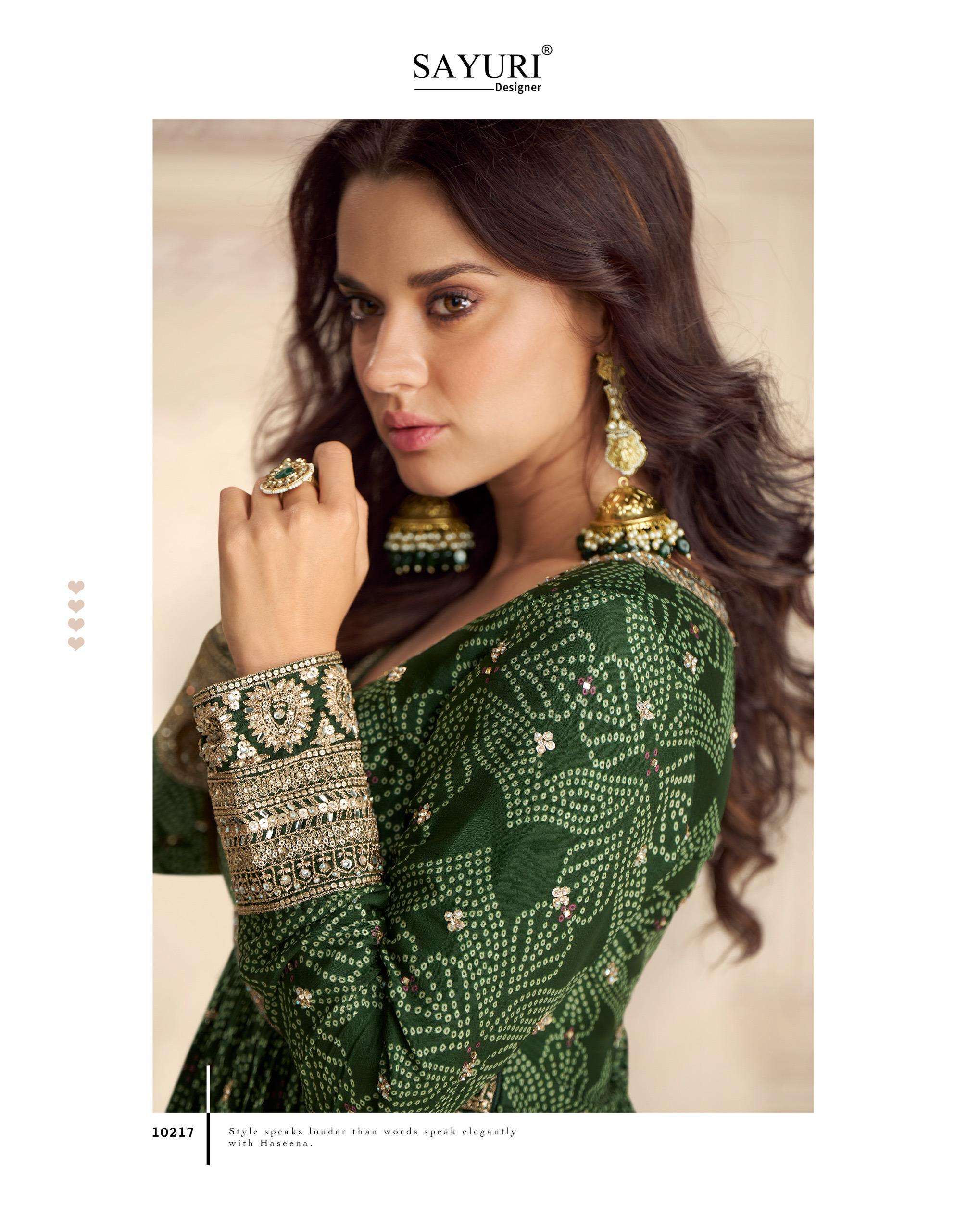 BANDHAN BY SAYURI DESIGNER IN REAL CHINON SILK WITH FRONT AND BACK EMBROIDERED WORK GOWN 