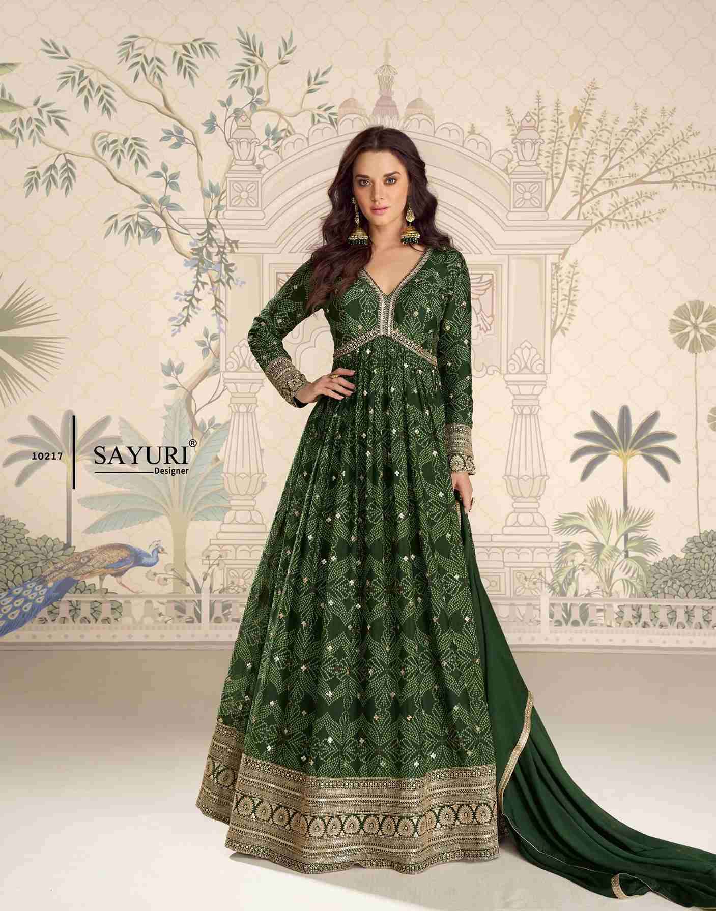 BANDHAN BY SAYURI DESIGNER IN REAL CHINON SILK WITH FRONT AND BACK EMBROIDERED WORK GOWN 