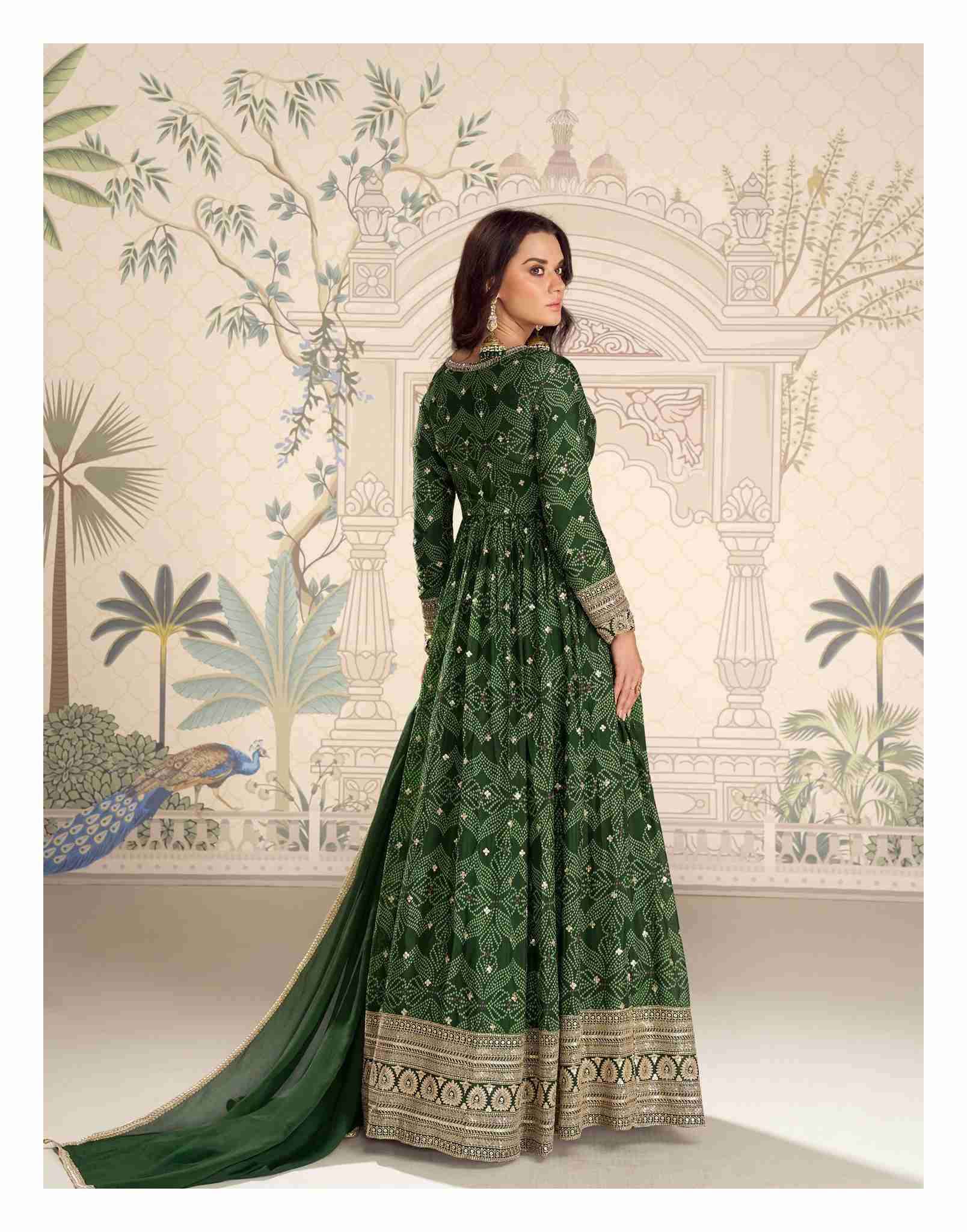 BANDHAN BY SAYURI DESIGNER IN REAL CHINON SILK WITH FRONT AND BACK EMBROIDERED WORK GOWN 