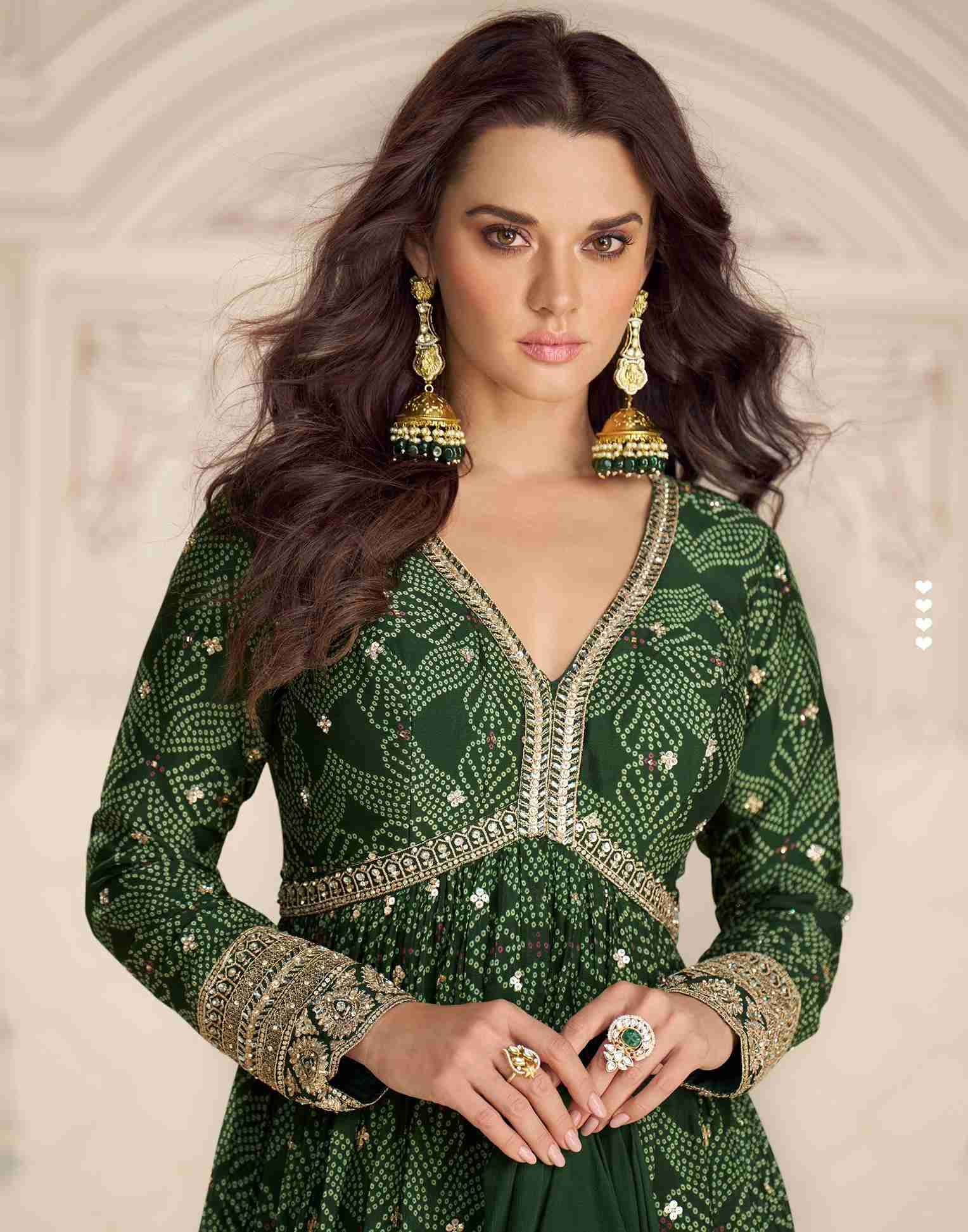 BANDHAN BY SAYURI DESIGNER IN REAL CHINON SILK WITH FRONT AND BACK EMBROIDERED WORK GOWN 