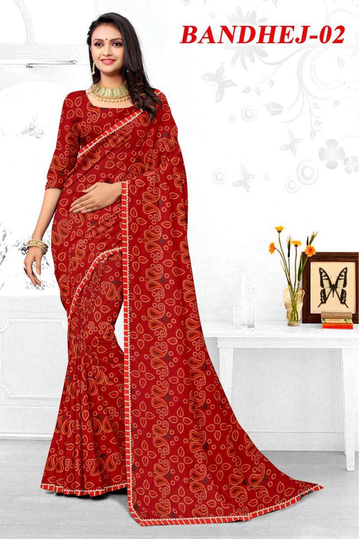 BANDHEJ-2 BY TEXOFAB IN RANIAL GEORGETTE ALL OVER PRINTED SAREE WITH BORDER 