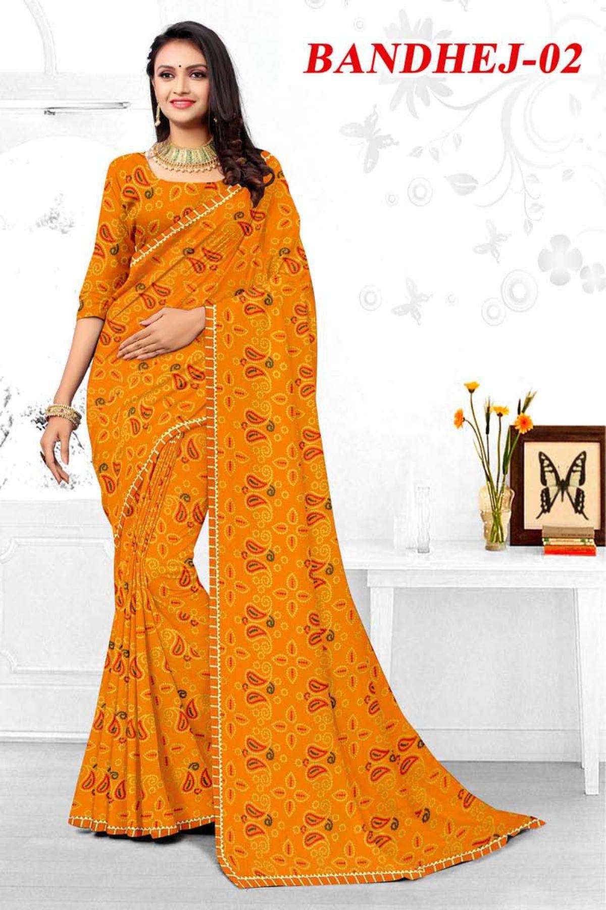 BANDHEJ-2 BY TEXOFAB IN RANIAL GEORGETTE ALL OVER PRINTED SAREE WITH BORDER 