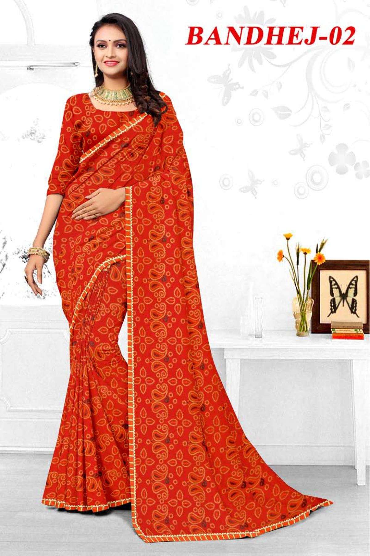 BANDHEJ-2 BY TEXOFAB IN RANIAL GEORGETTE ALL OVER PRINTED SAREE WITH BORDER 