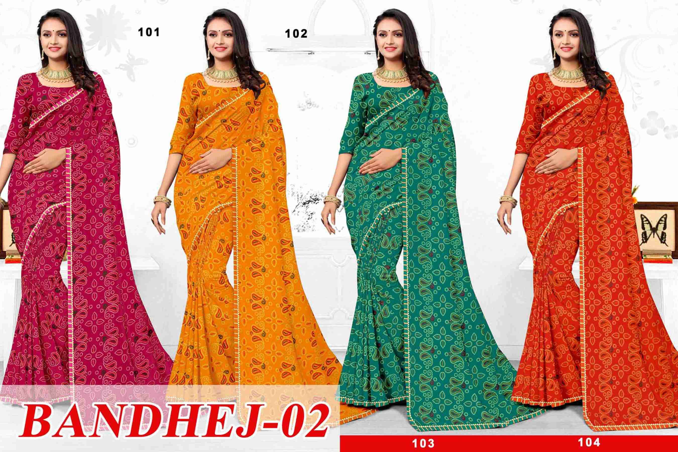 BANDHEJ-2 BY TEXOFAB IN RANIAL GEORGETTE ALL OVER PRINTED SAREE WITH BORDER 
