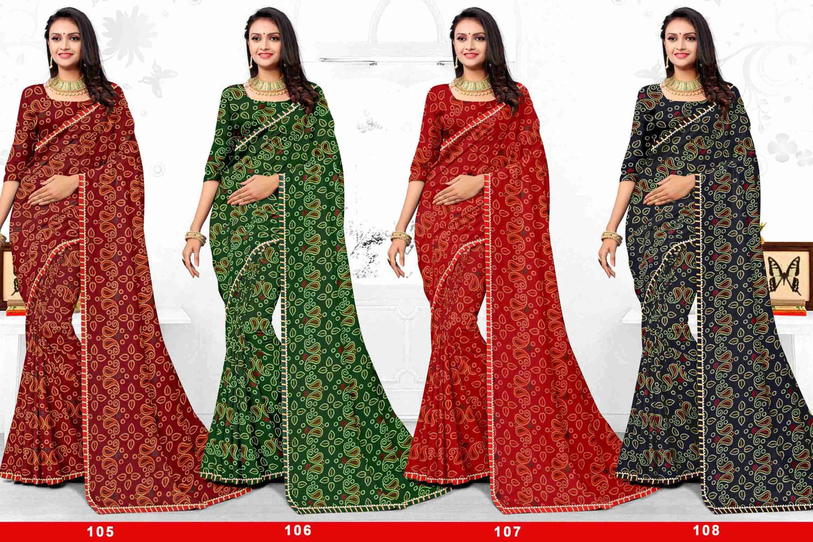 BANDHEJ-2 BY TEXOFAB IN RANIAL GEORGETTE ALL OVER PRINTED SAREE WITH BORDER 