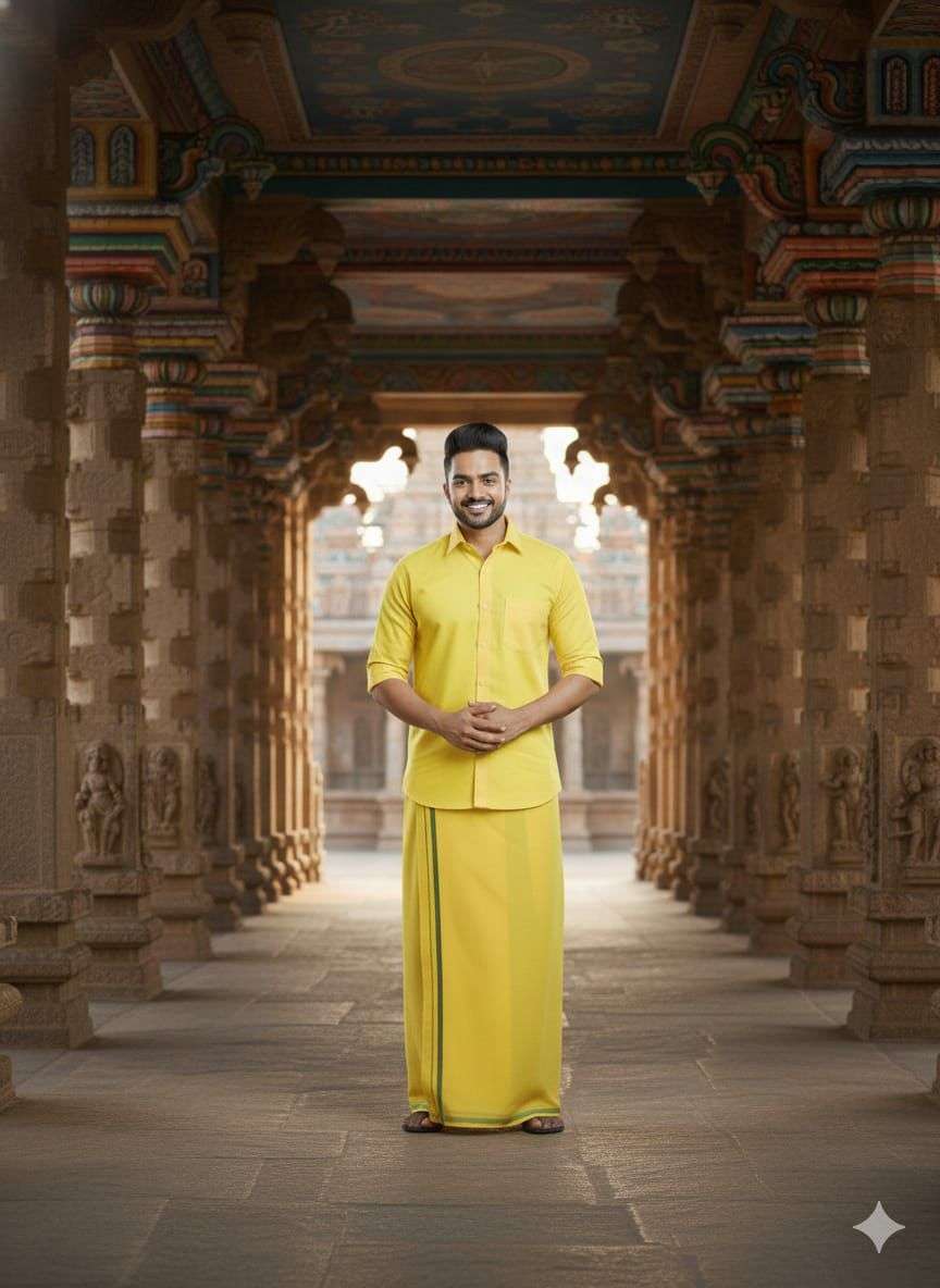 BATU CAVES BY LUCACCI DESIGNER IN COTTON FABRIC BIG SIZE VESTI WITH SHIRT TEMPLE WEAR 