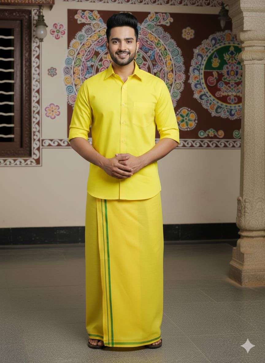 BATU CAVES BY LUCACCI DESIGNER IN COTTON FABRIC BIG SIZE VESTI WITH SHIRT TEMPLE WEAR 