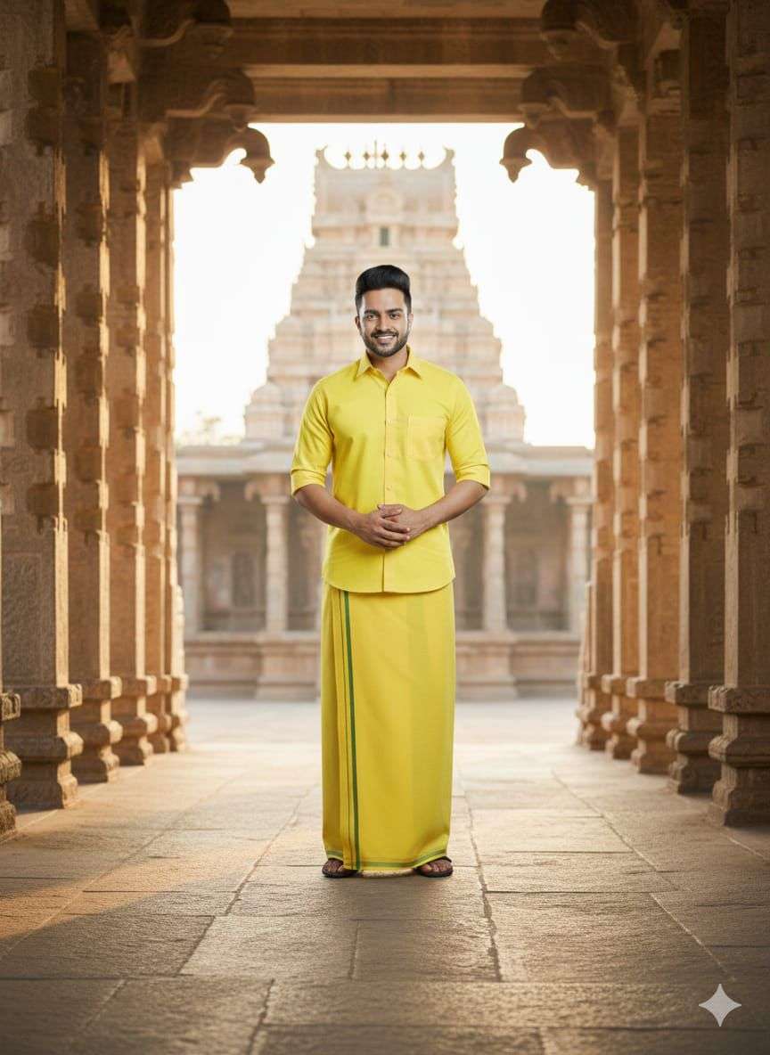 BATU CAVES BY LUCACCI DESIGNER IN COTTON FABRIC BIG SIZE VESTI WITH SHIRT TEMPLE WEAR 