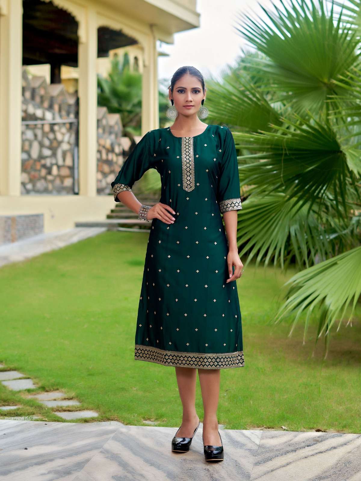 BELLA BY AANCHI IN RANGEELA SILK KURTI WITH FANCY EMBROIDERY WORK 
