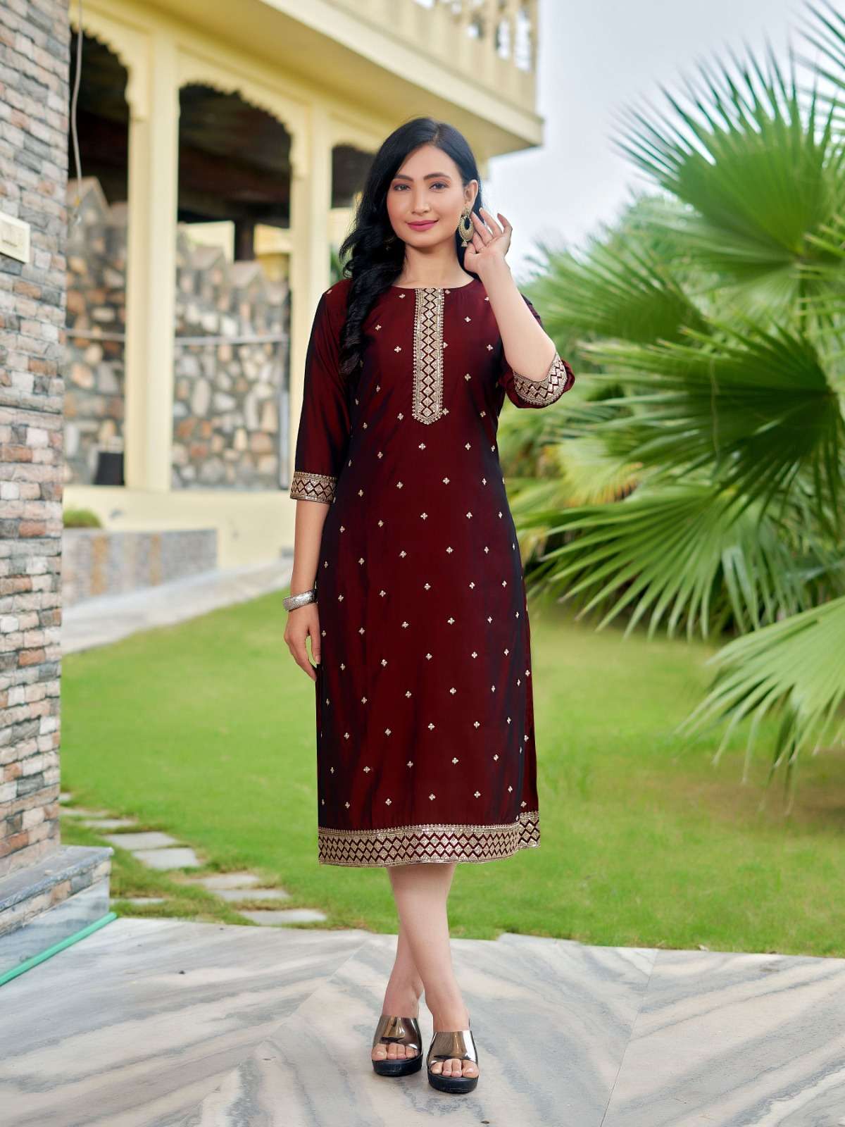 BELLA BY AANCHI IN RANGEELA SILK KURTI WITH FANCY EMBROIDERY WORK 
