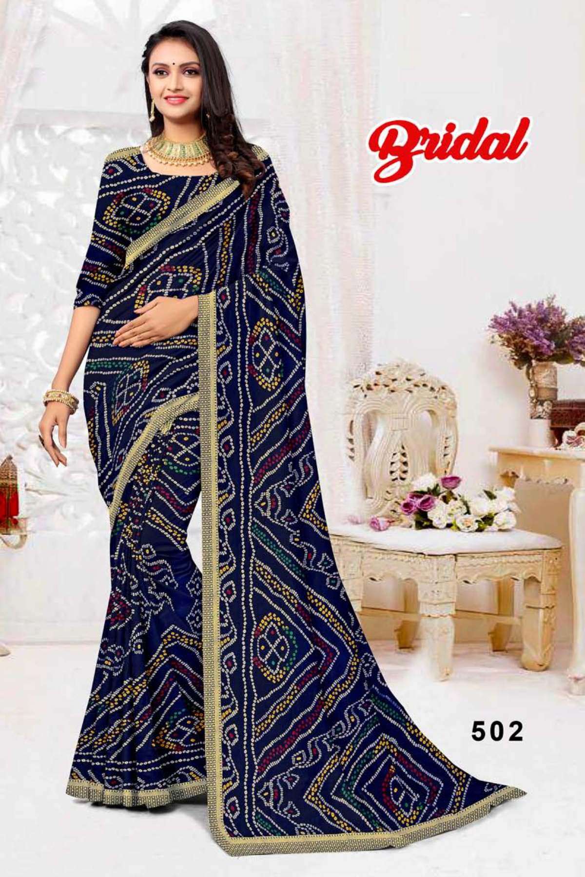 BRIDAL BY TEXOFAB IN RANIAL GEORGETTE ALL OVER PRINTED SAREE WITH BORDER 