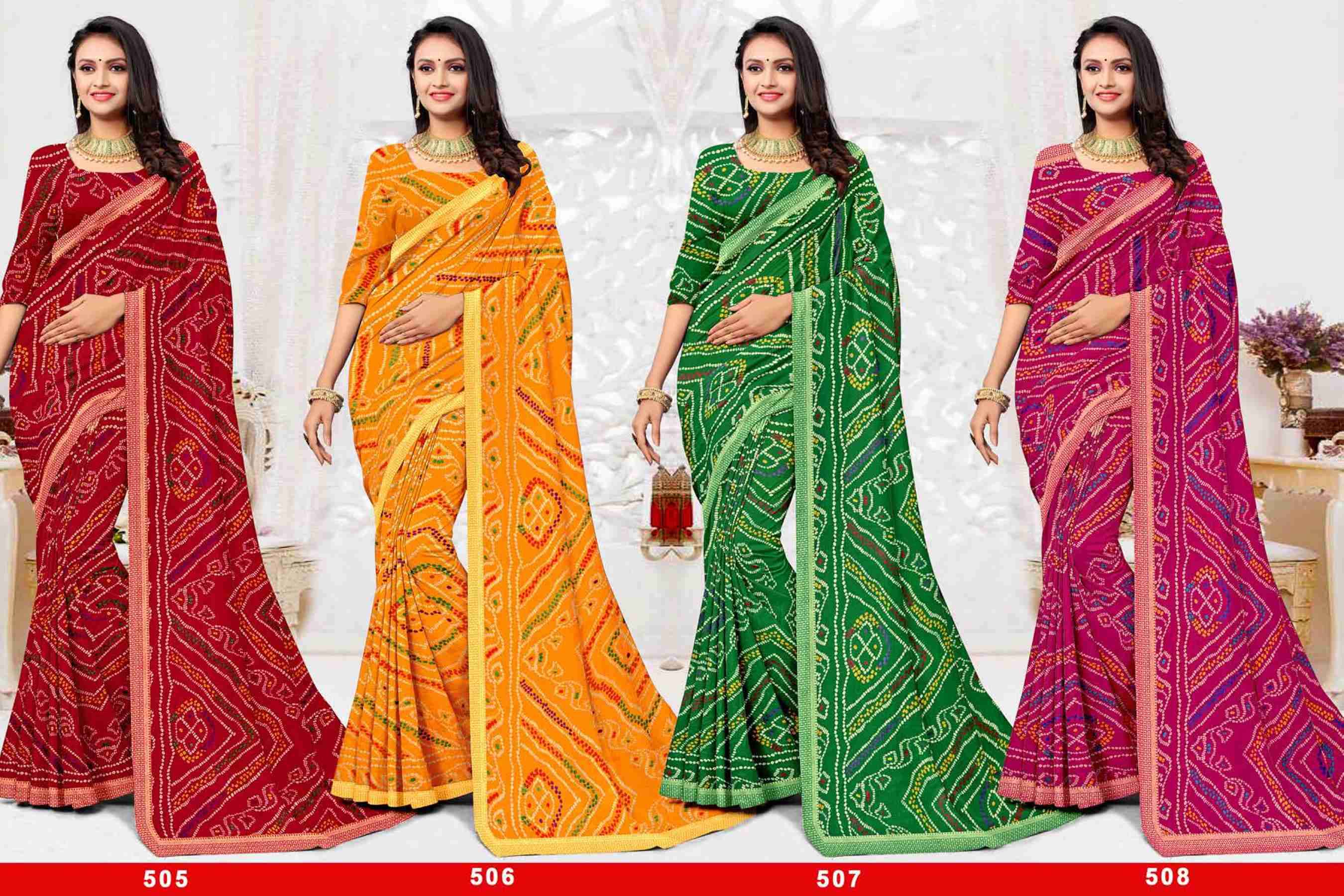 BRIDAL BY TEXOFAB IN RANIAL GEORGETTE ALL OVER PRINTED SAREE WITH BORDER 