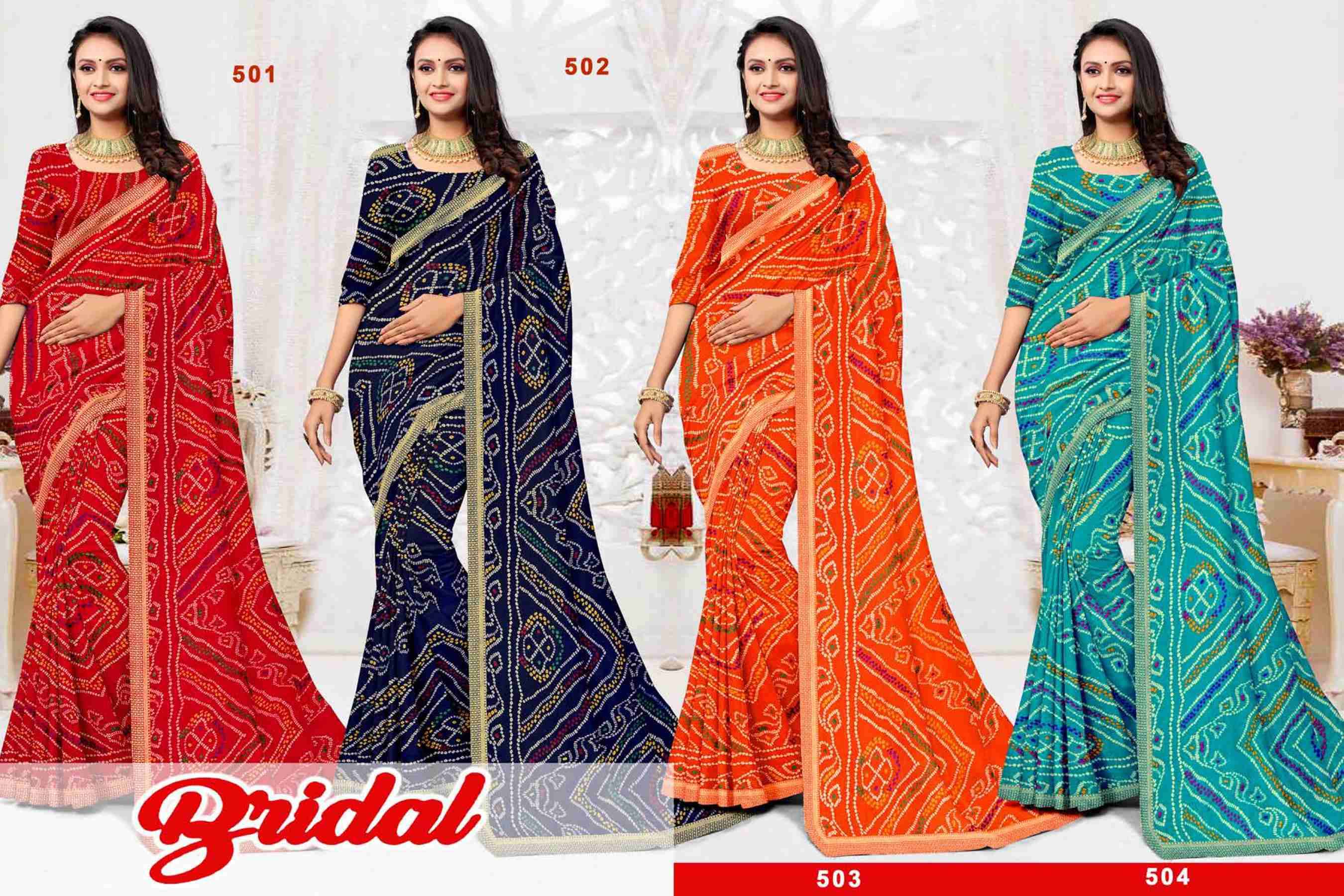 BRIDAL BY TEXOFAB IN RANIAL GEORGETTE ALL OVER PRINTED SAREE WITH BORDER 