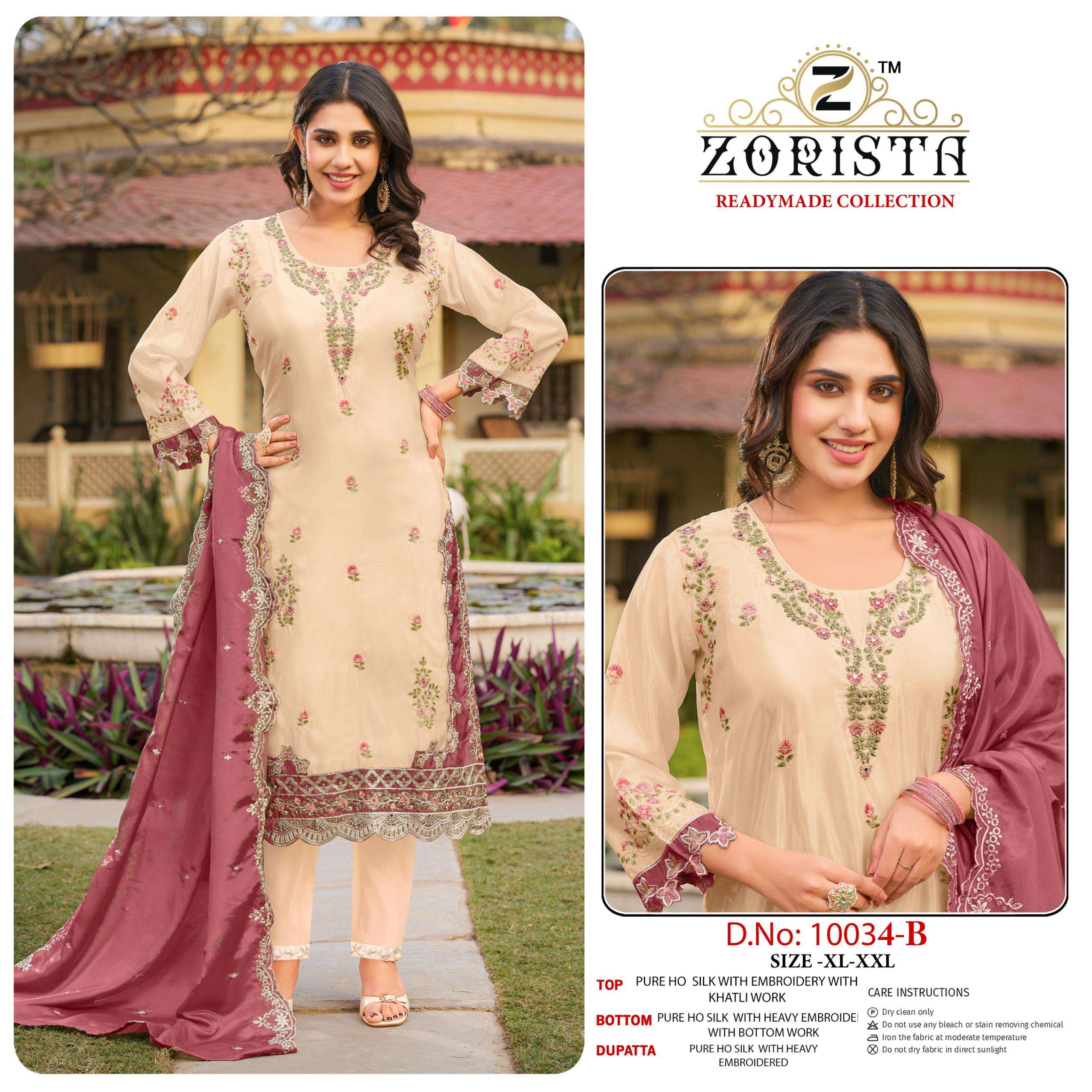 D.NO :- 10034 BY ZORISTA IN PREMIUM HO SILK WITH EMBRODERY WORK WITH JARKAN