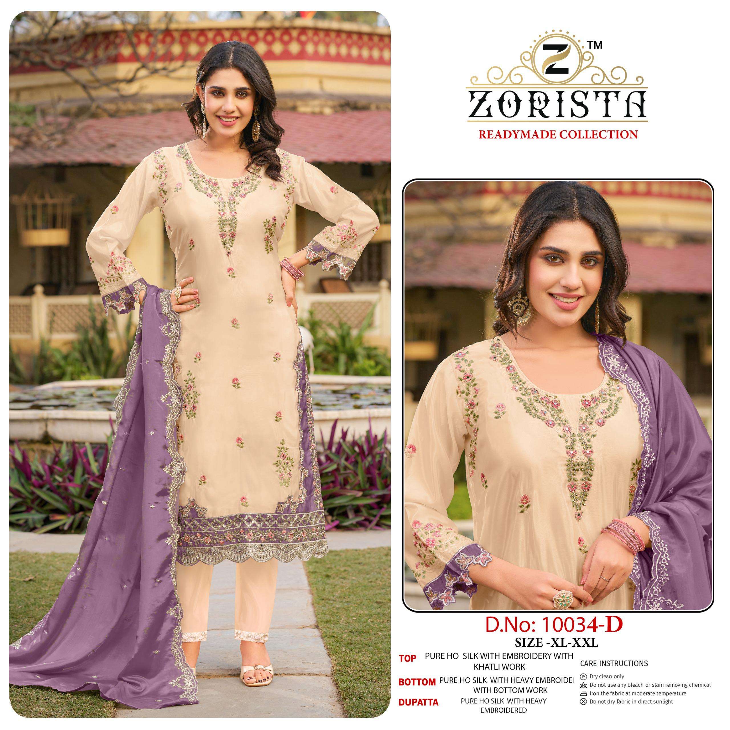 D.NO :- 10034 BY ZORISTA IN PREMIUM HO SILK WITH EMBRODERY WORK WITH JARKAN