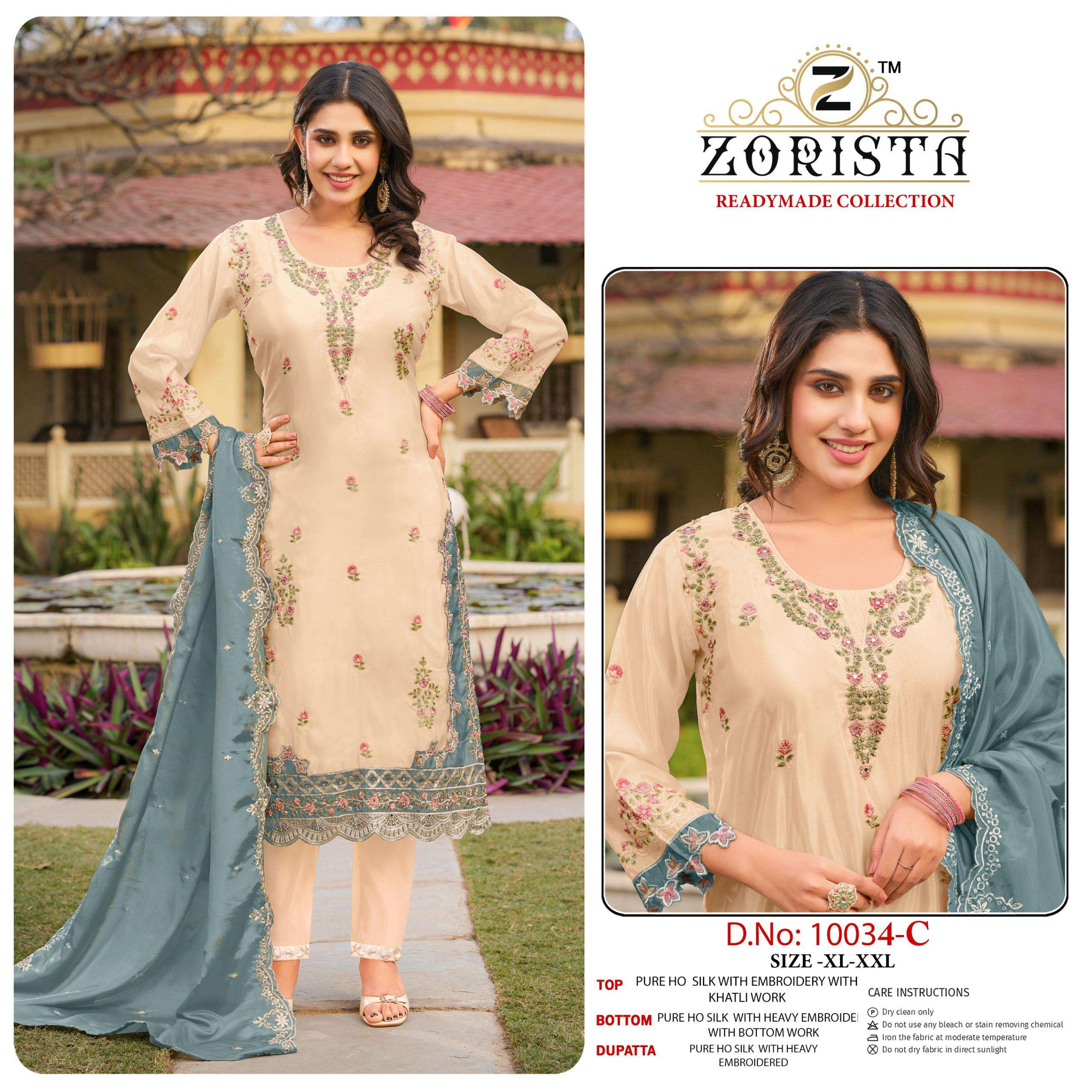D.NO :- 10034 BY ZORISTA IN PREMIUM HO SILK WITH EMBRODERY WORK WITH JARKAN