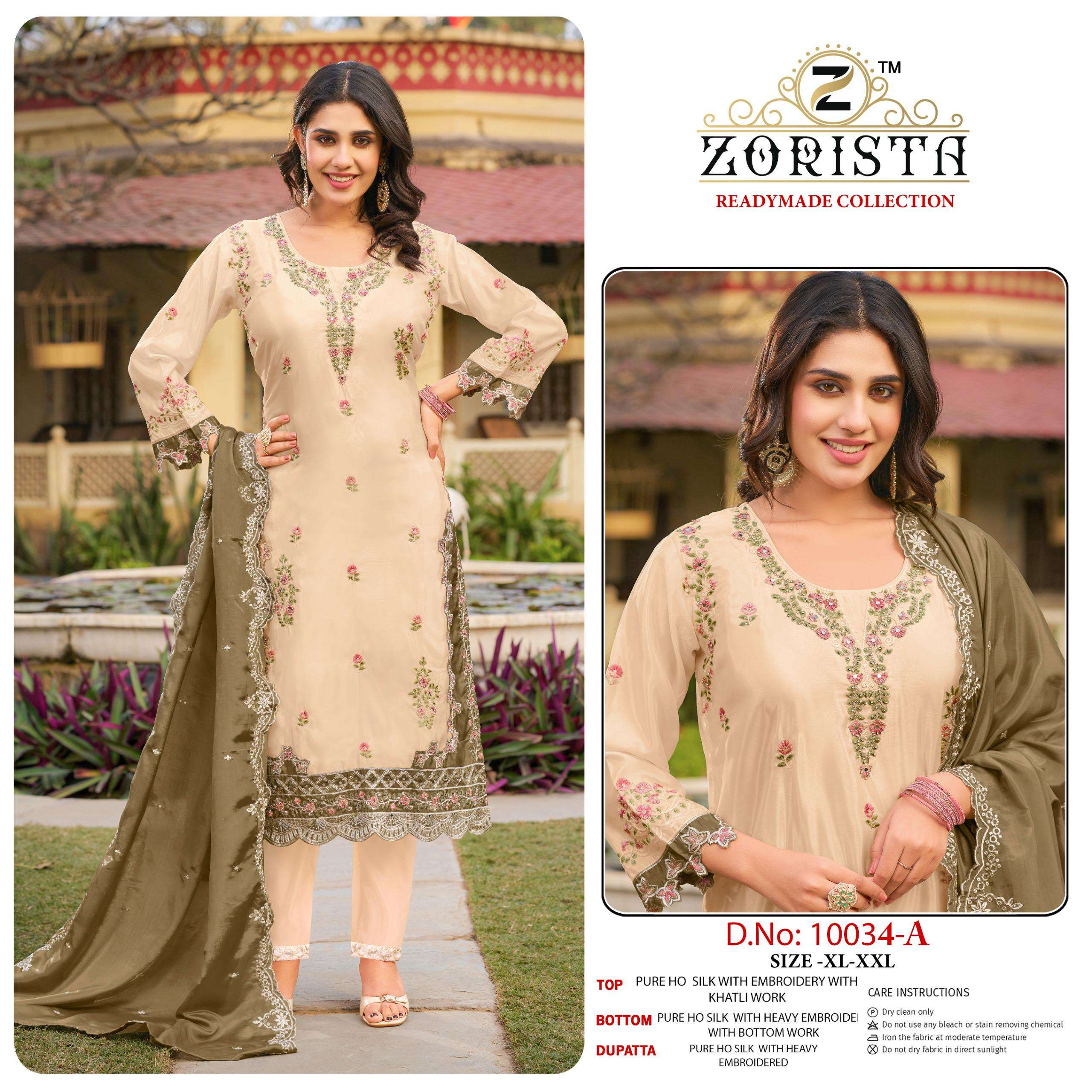 D.NO :- 10034 BY ZORISTA IN PREMIUM HO SILK WITH EMBRODERY WORK WITH JARKAN