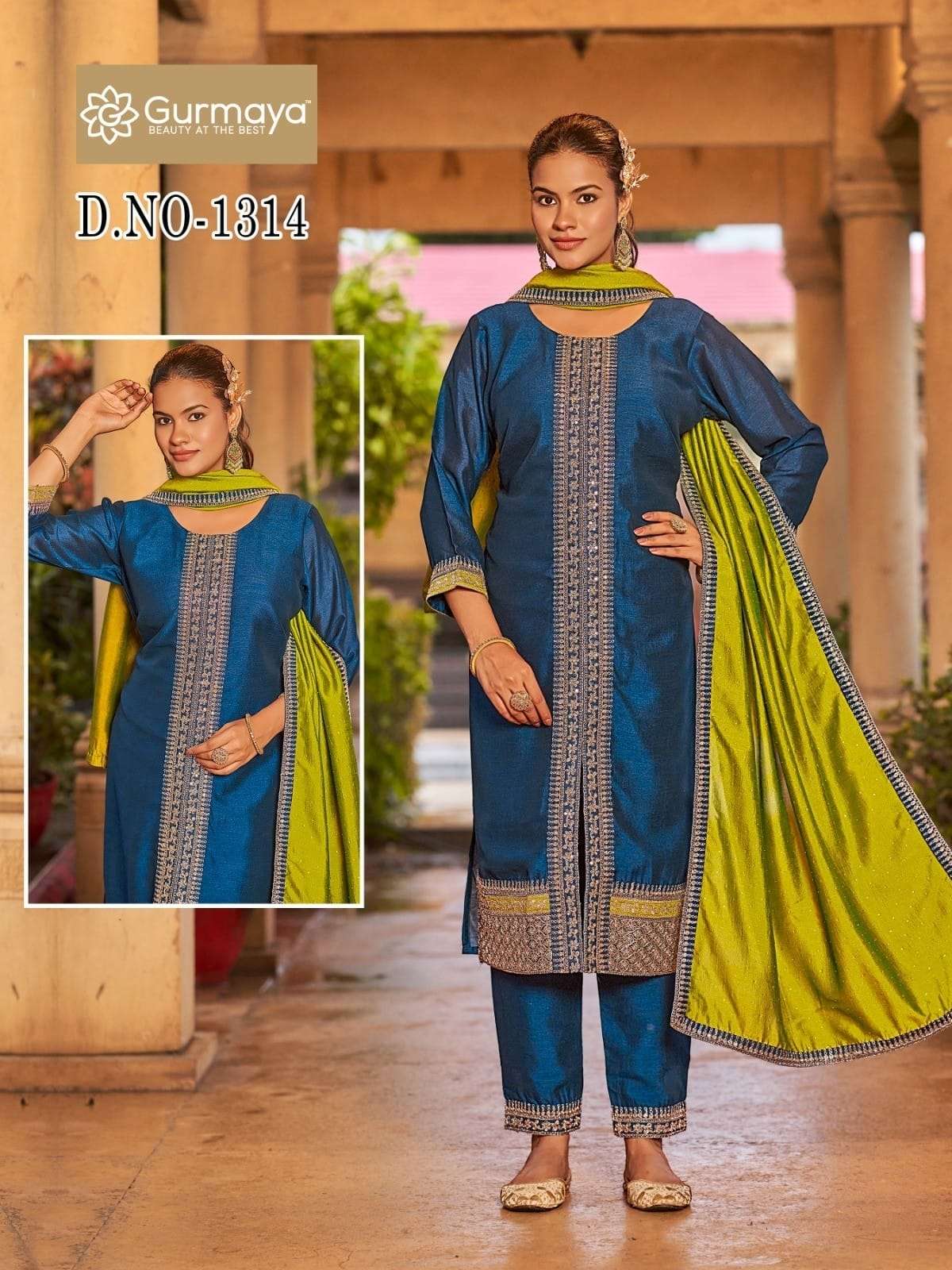 D.NO :- 1314 & 1315 BY AANCHI IN VICHITRA SILK WITH EMBROIDERY WORK STRAIGHT CONCEPT
