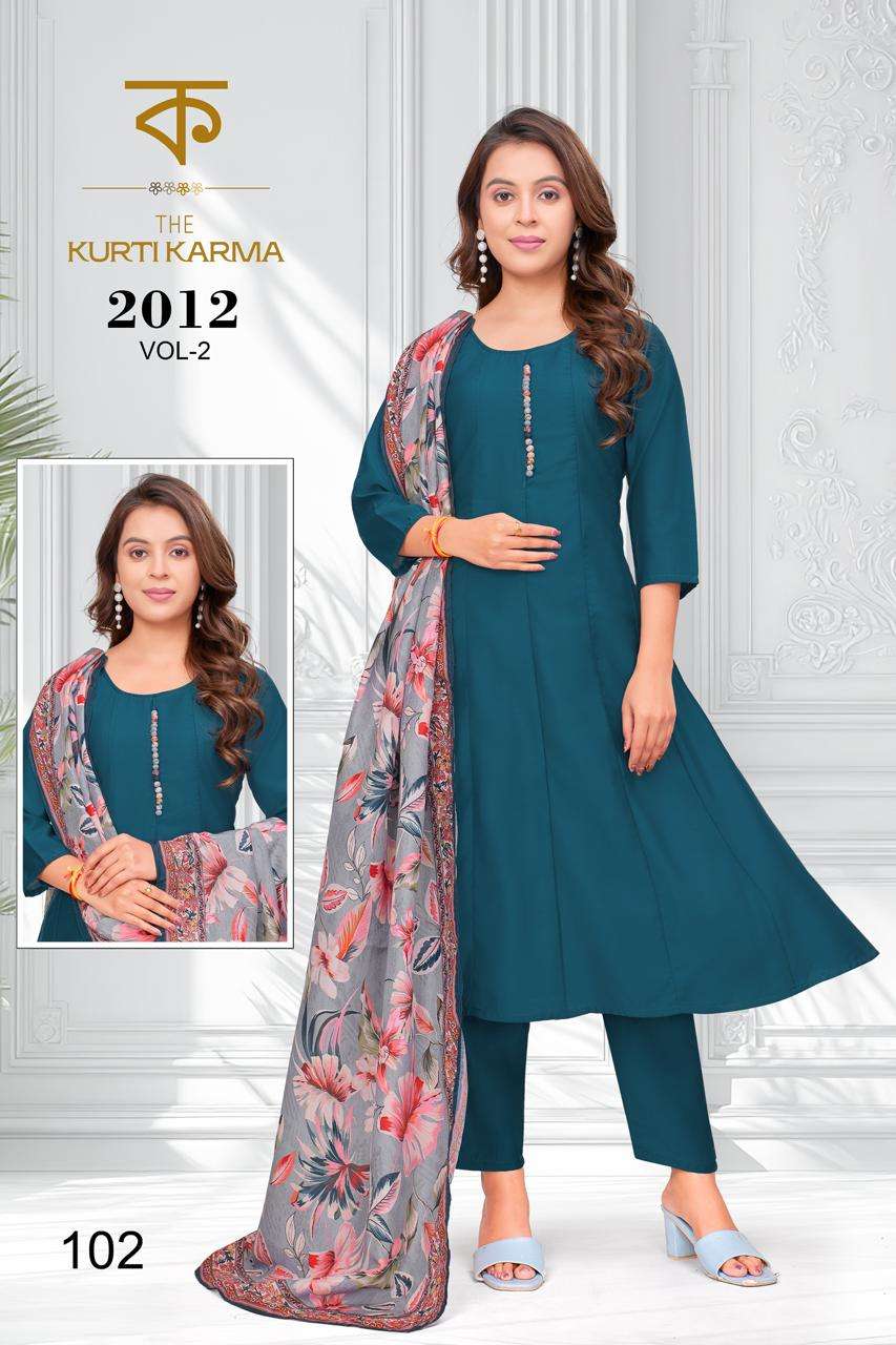 D.NO :- 2012 BY THE KURTI KRAMA IN ROMAN SILK WITH DIGITAL PRINT DUPATTA & POCKET PANT 