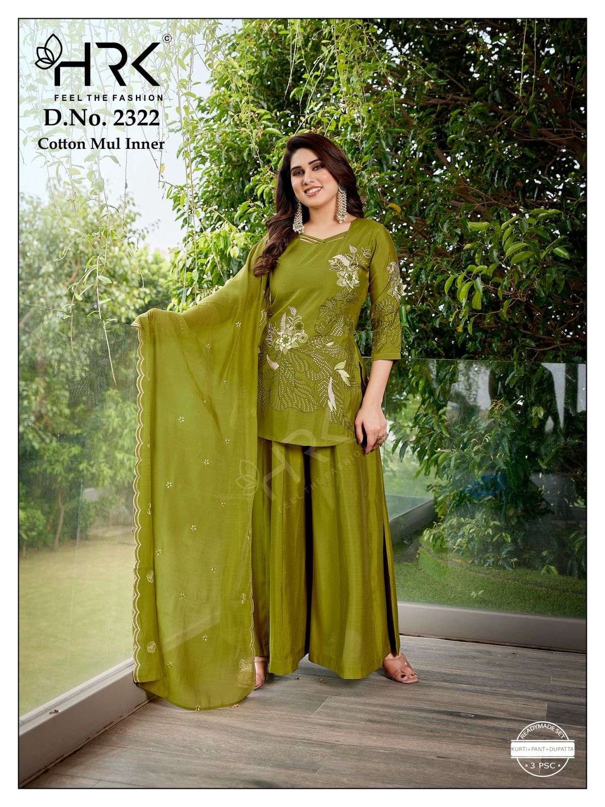 D.NO :- 2322 BY HRK IN ROMAN SILK PLAIN EMBROIDERY & HAND WORK AND COTTON MUL INNER 