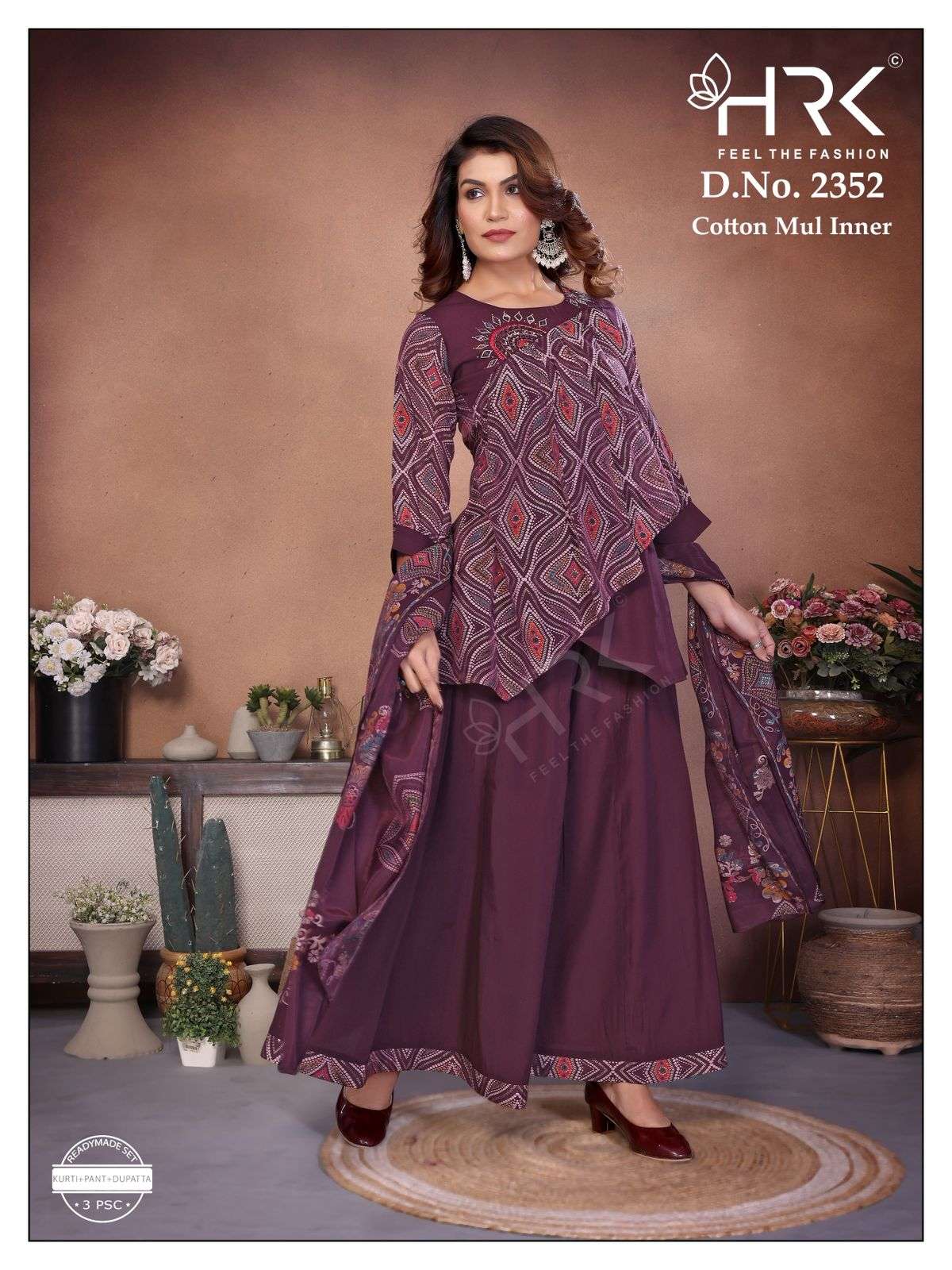 D.NO :- 2352 BY HRK IN SOFT MODAL WITH EXCLUSIVE HAND & EMBROIDERY WORK 