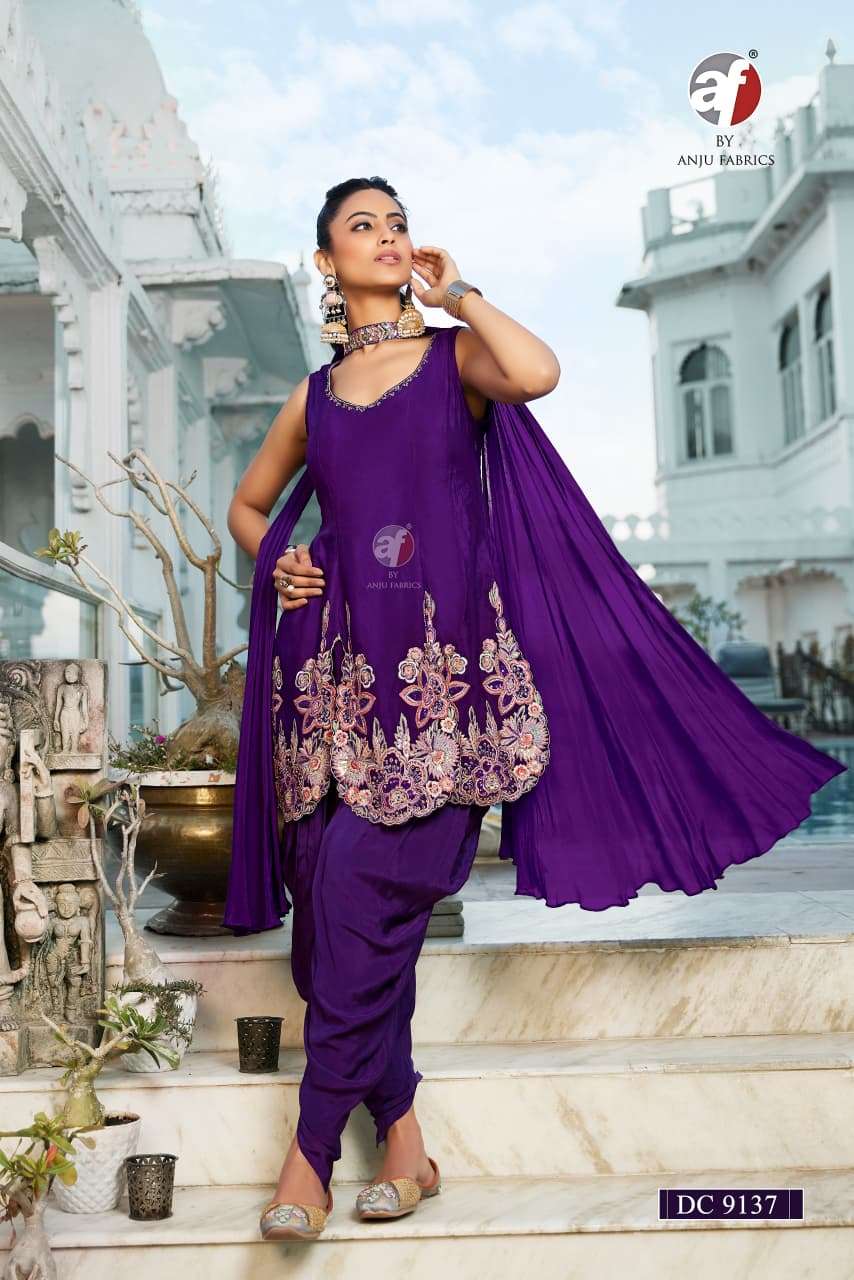 D.NO:- DC 9137 BY ANJU FABRICS IN PURE CHINON CHIFFON WITH PURE HEAVY HANDWORK