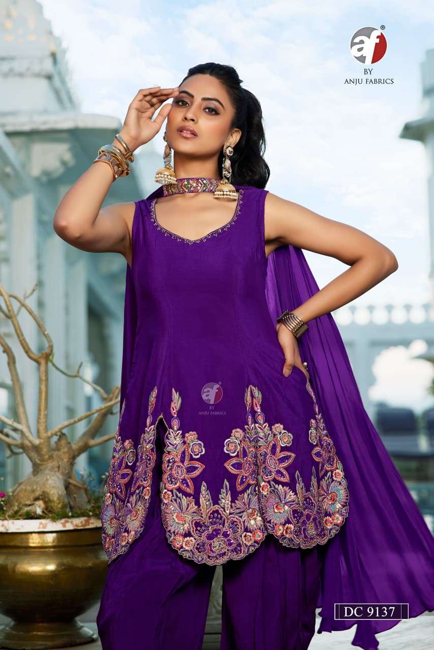 D.NO:- DC 9137 BY ANJU FABRICS IN PURE CHINON CHIFFON WITH PURE HEAVY HANDWORK