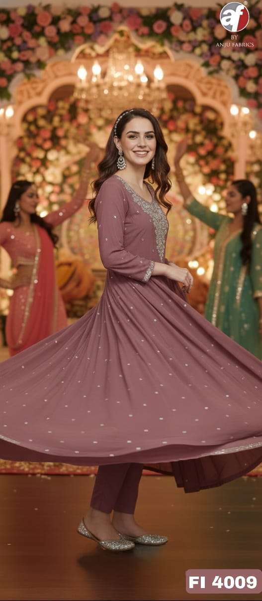 D.NO:- FI 4009 BY ANJU FABRICS IN PURE CHINON CHIFFON ANARKALI KURTI PANT WITH DUPATTA 
