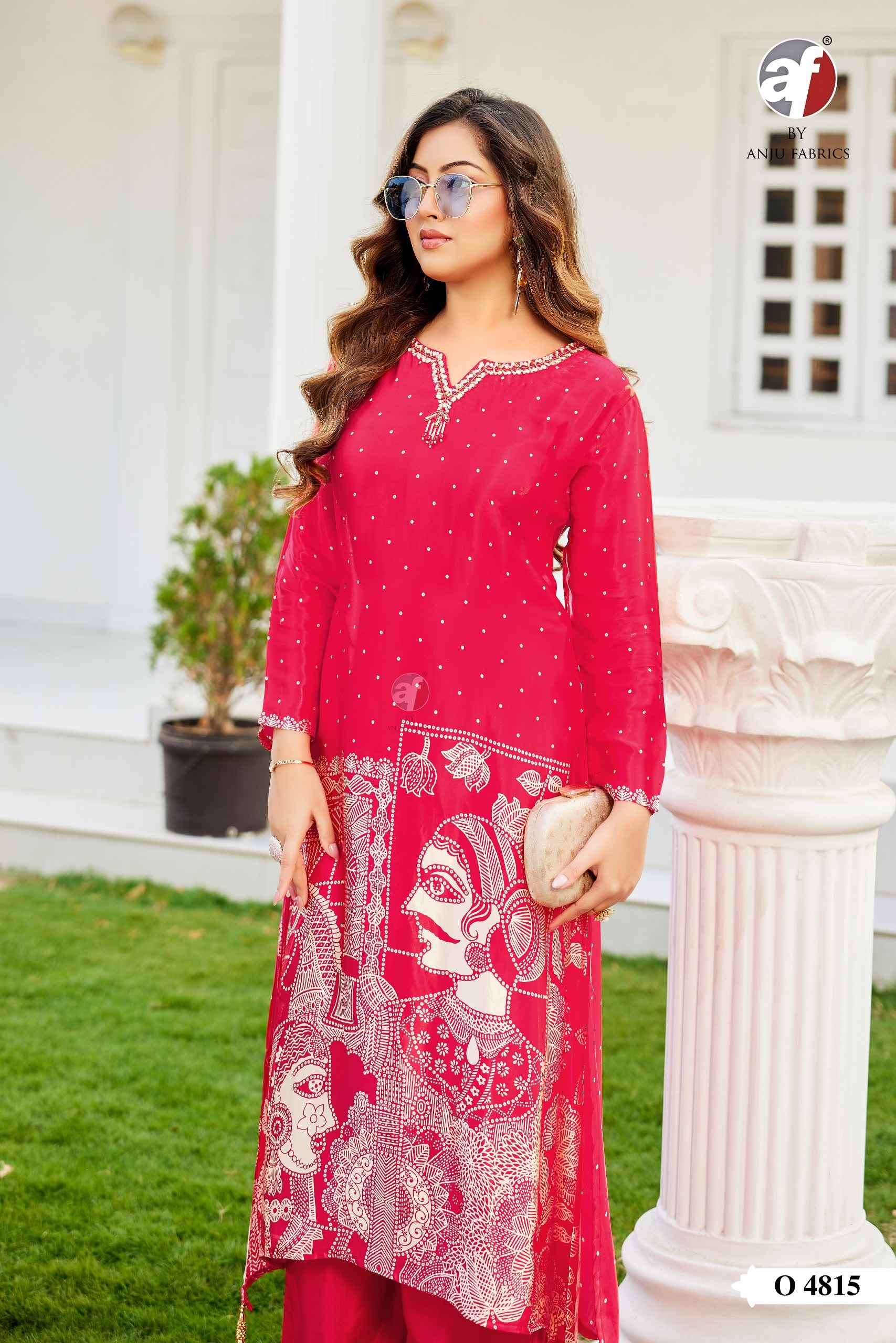 D.NO:- O 4815 BY ANJU FABRICS IN PURE GAJJI SILK DESIGNER KURTI WITH PALAZZO