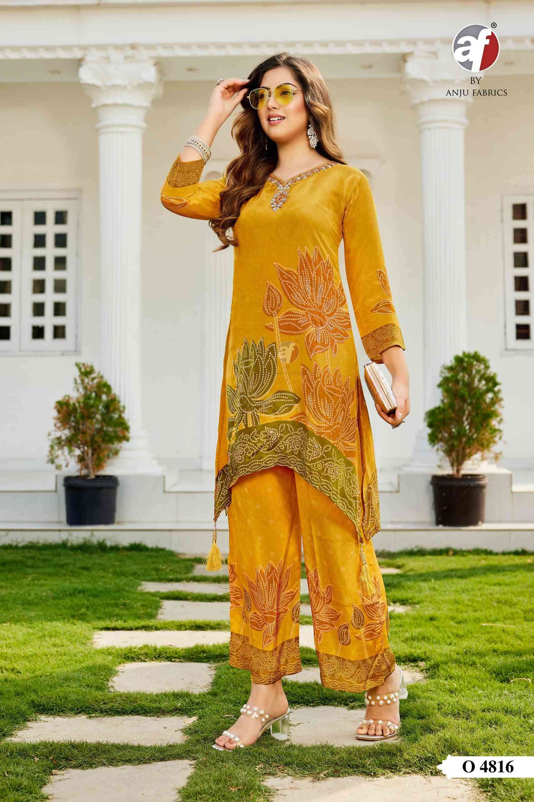 D.NO:- O 4816 BY ANJU FABRICS IN PURE GAJJI SILK DESIGNER KURTI WITH PALAZZO