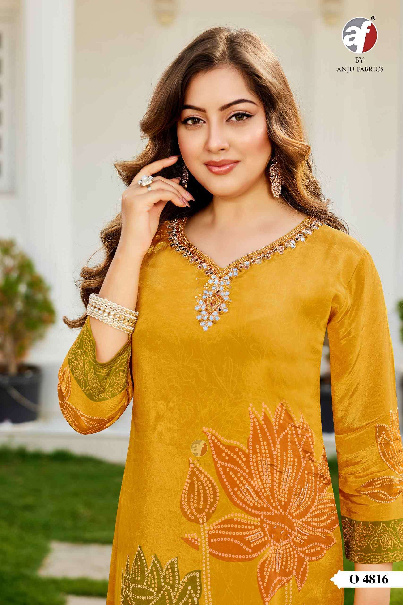 D.NO:- O 4816 BY ANJU FABRICS IN PURE GAJJI SILK DESIGNER KURTI WITH PALAZZO