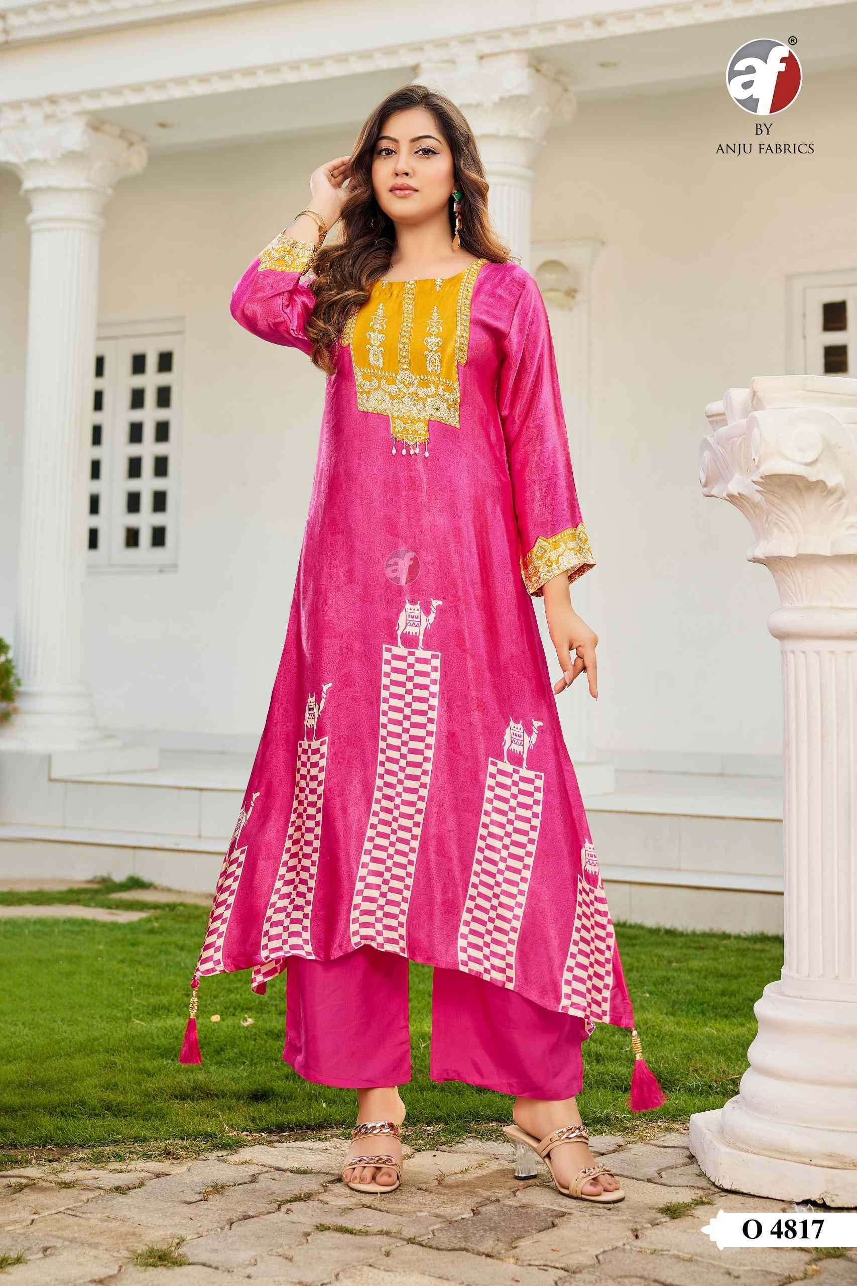 D.NO:- O 4817 BY ANJU FABRICS IN PURE GAJJI SILK DESIGNER KURTI WITH PALAZZO