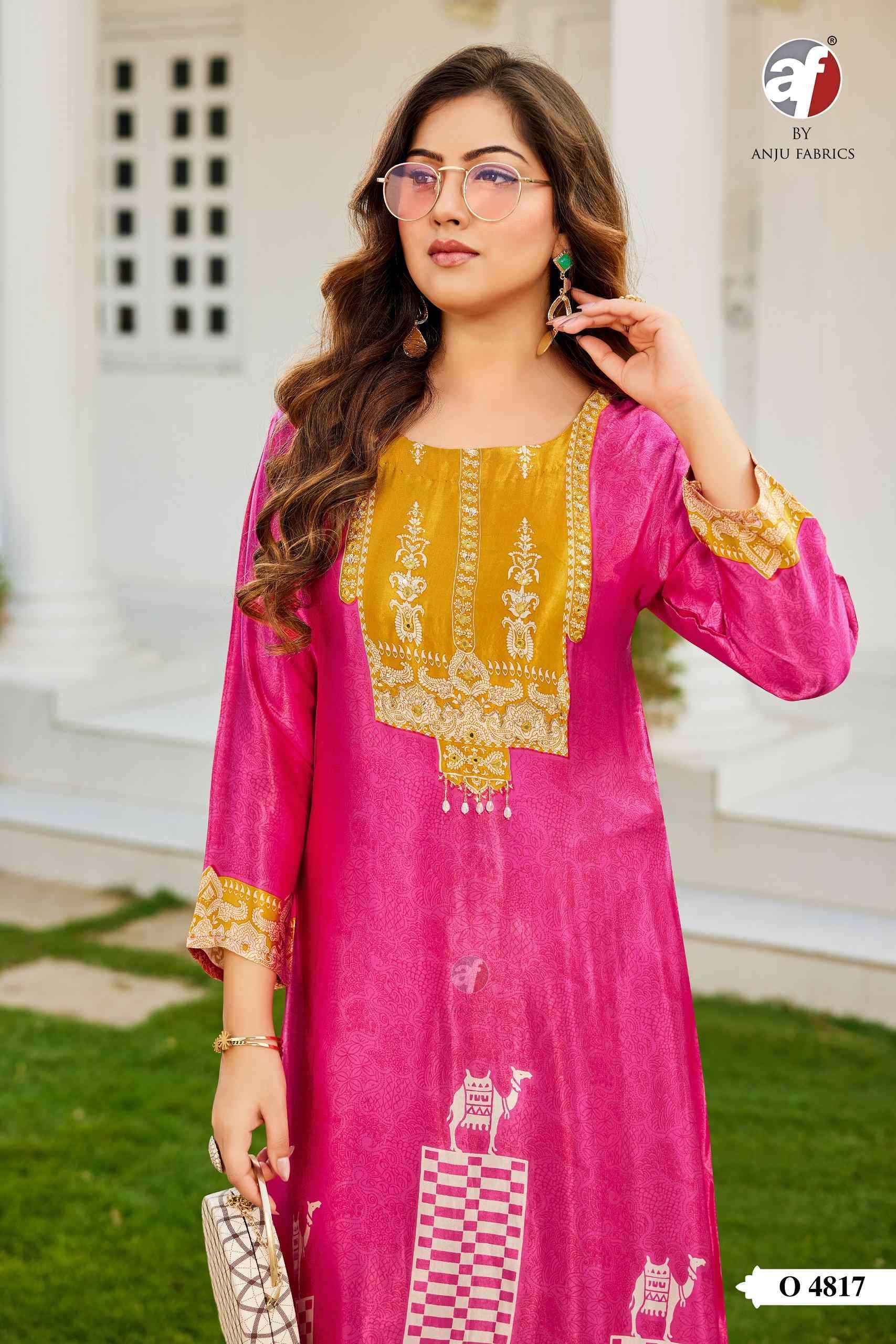 D.NO:- O 4817 BY ANJU FABRICS IN PURE GAJJI SILK DESIGNER KURTI WITH PALAZZO