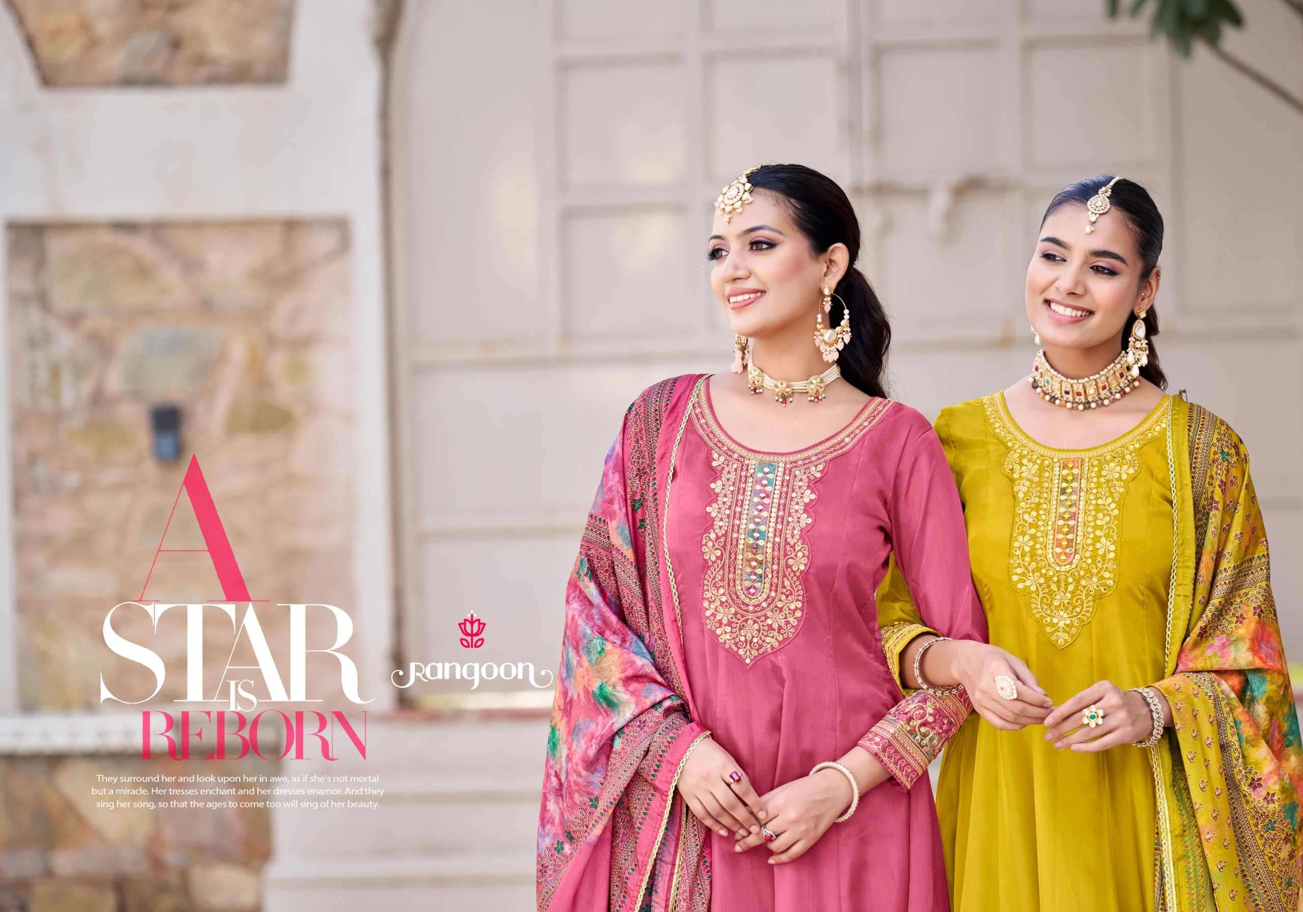 DEVIKA BY RANGOON IN H.O SILK WITH EMBROIDERY AND MIRROR WORK 