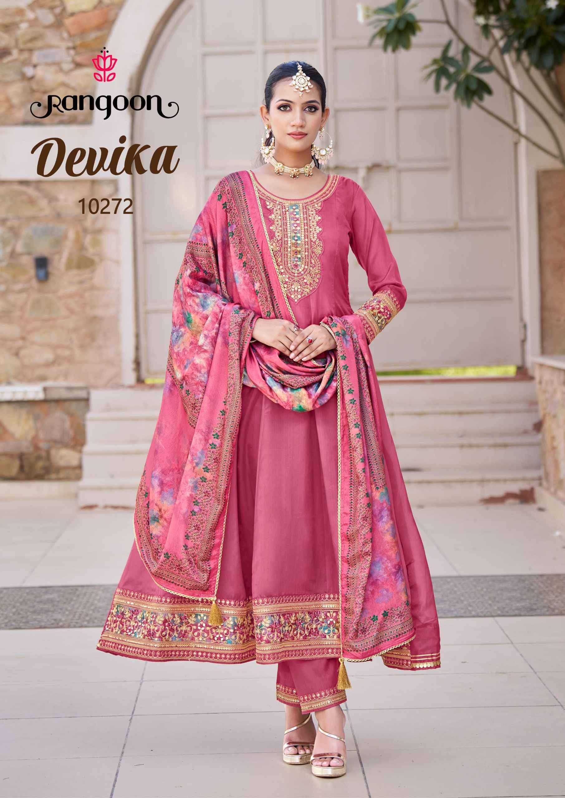 DEVIKA BY RANGOON IN H.O SILK WITH EMBROIDERY AND MIRROR WORK 
