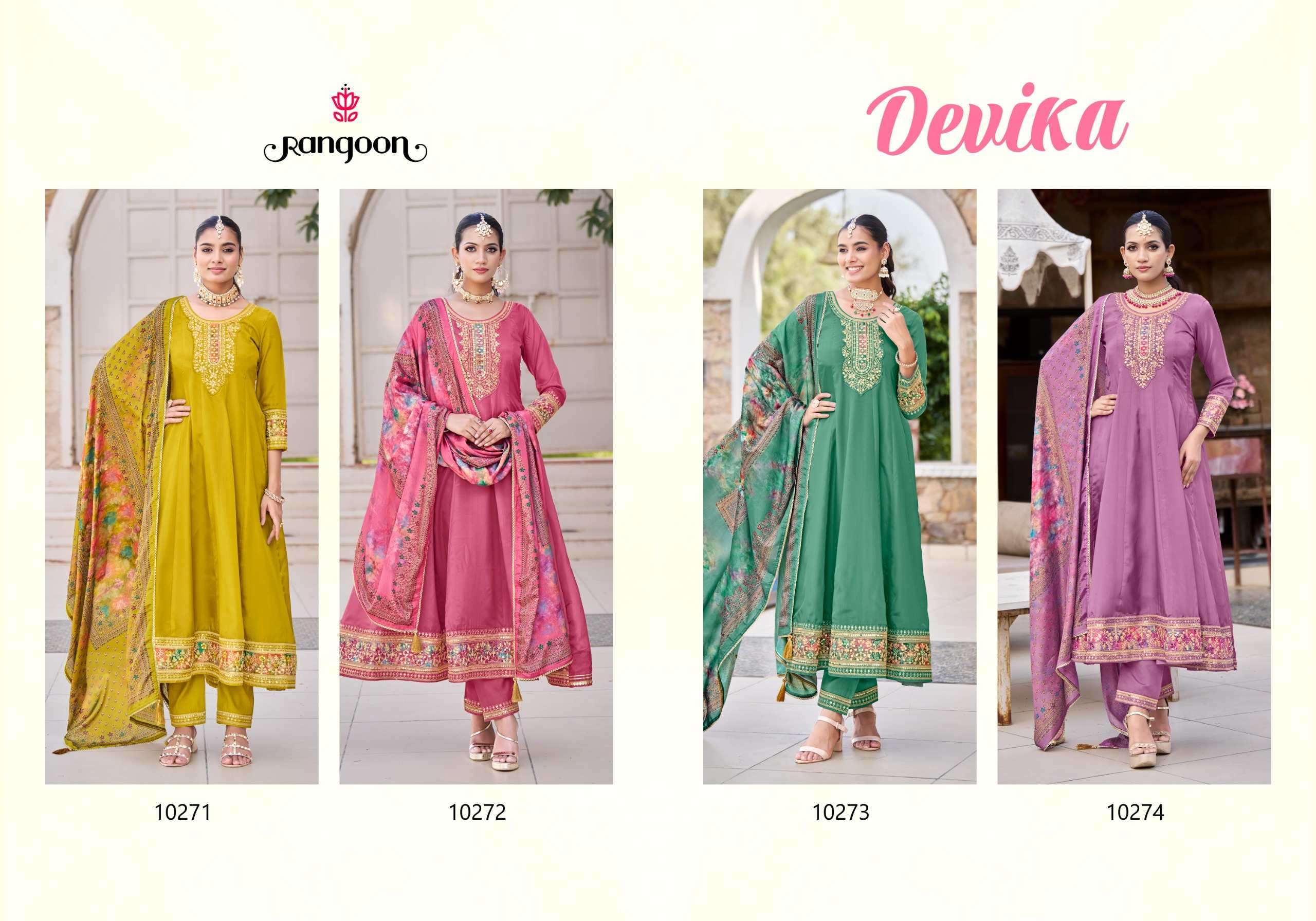 DEVIKA BY RANGOON IN H.O SILK WITH EMBROIDERY AND MIRROR WORK 