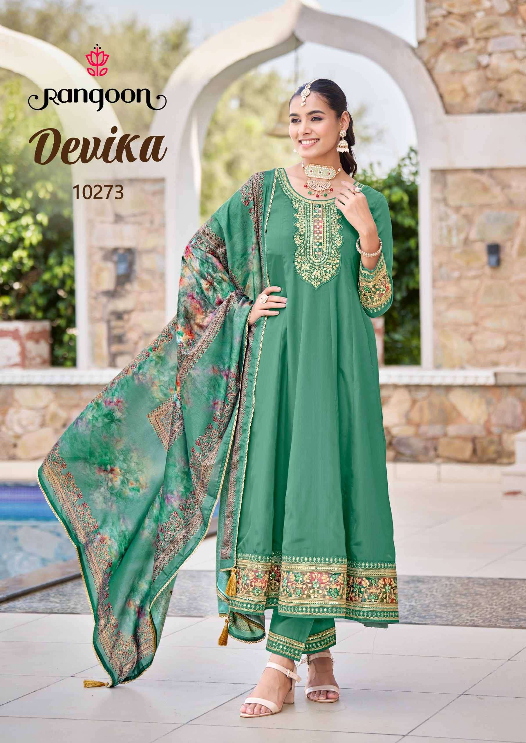 DEVIKA BY RANGOON IN H.O SILK WITH EMBROIDERY AND MIRROR WORK 