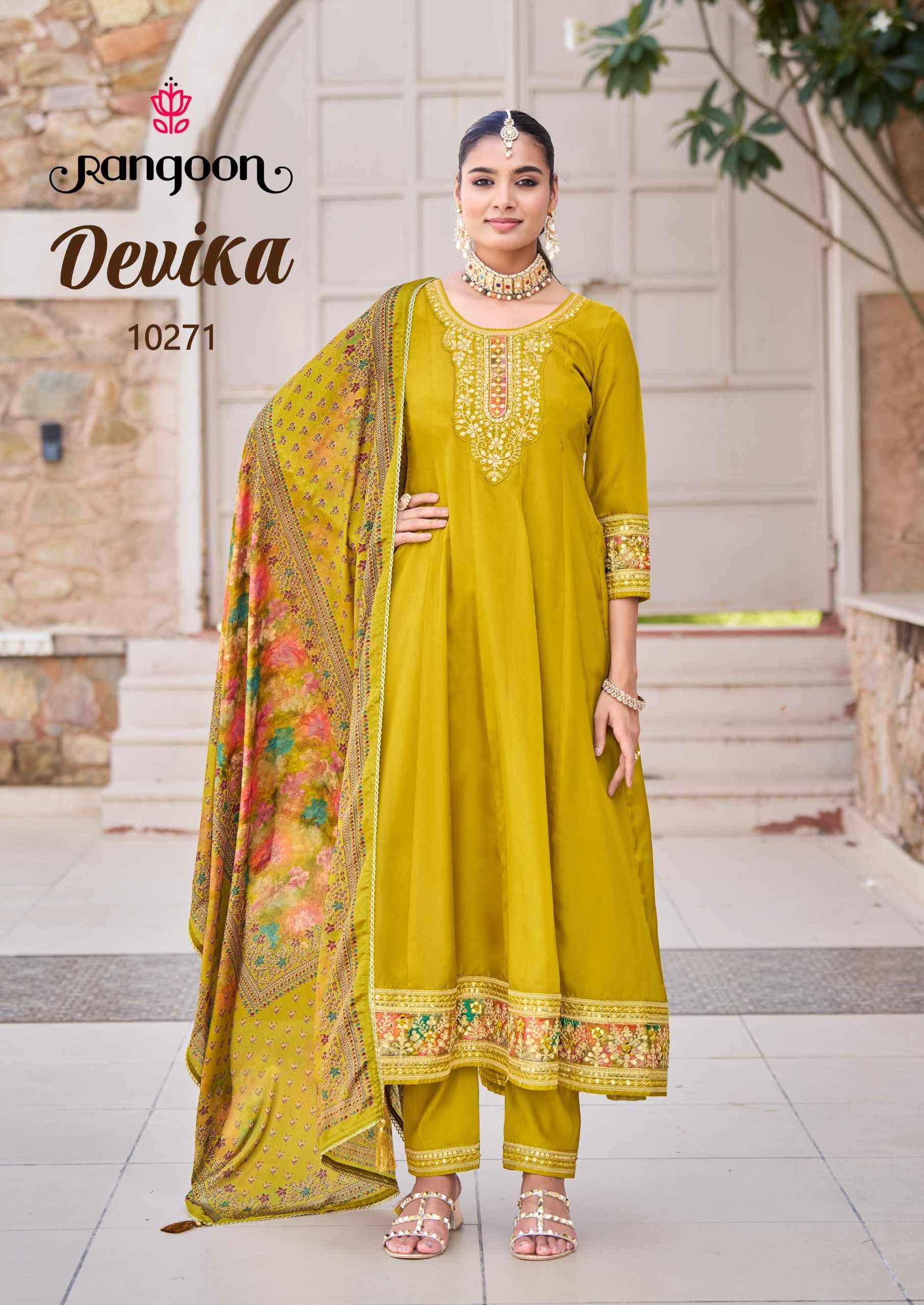 DEVIKA BY RANGOON IN H.O SILK WITH EMBROIDERY AND MIRROR WORK 
