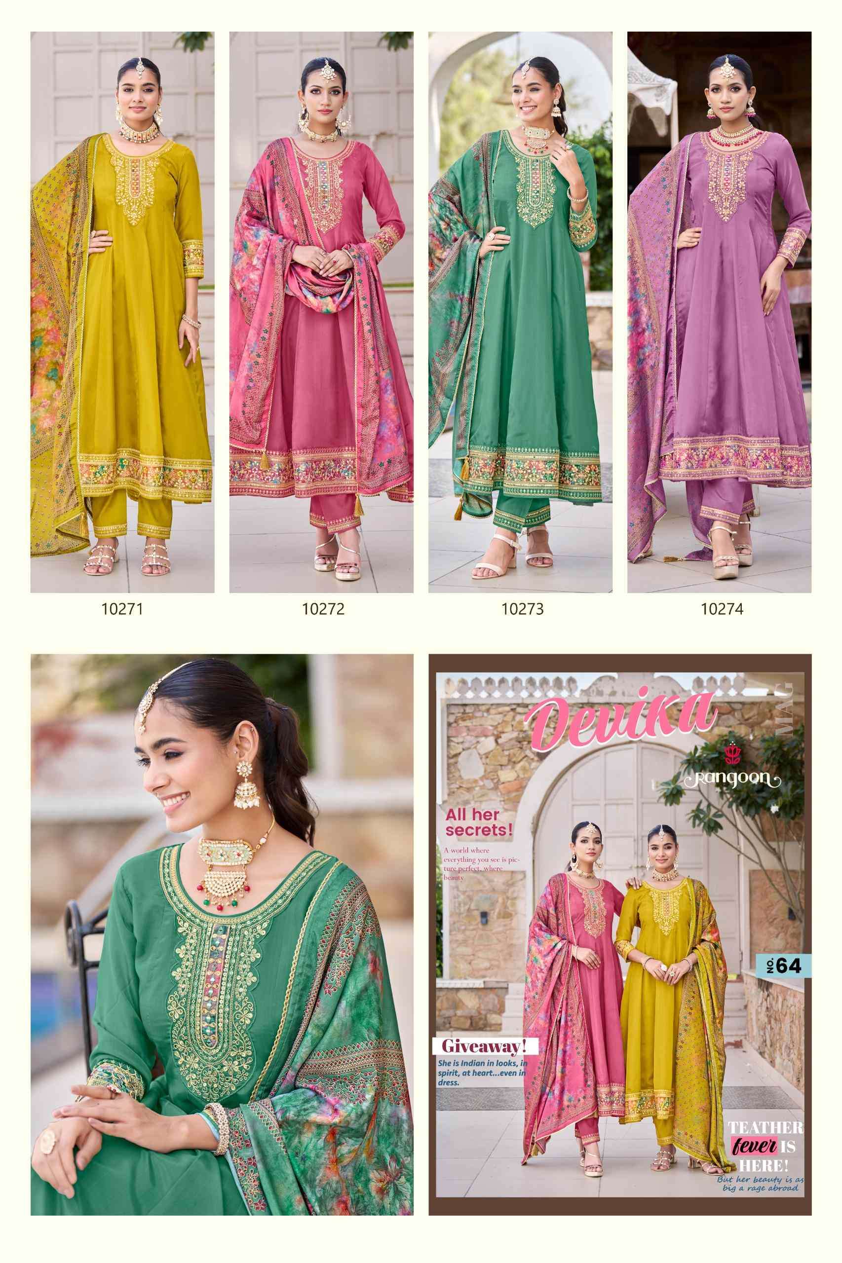 DEVIKA BY RANGOON IN H.O SILK WITH EMBROIDERY AND MIRROR WORK 