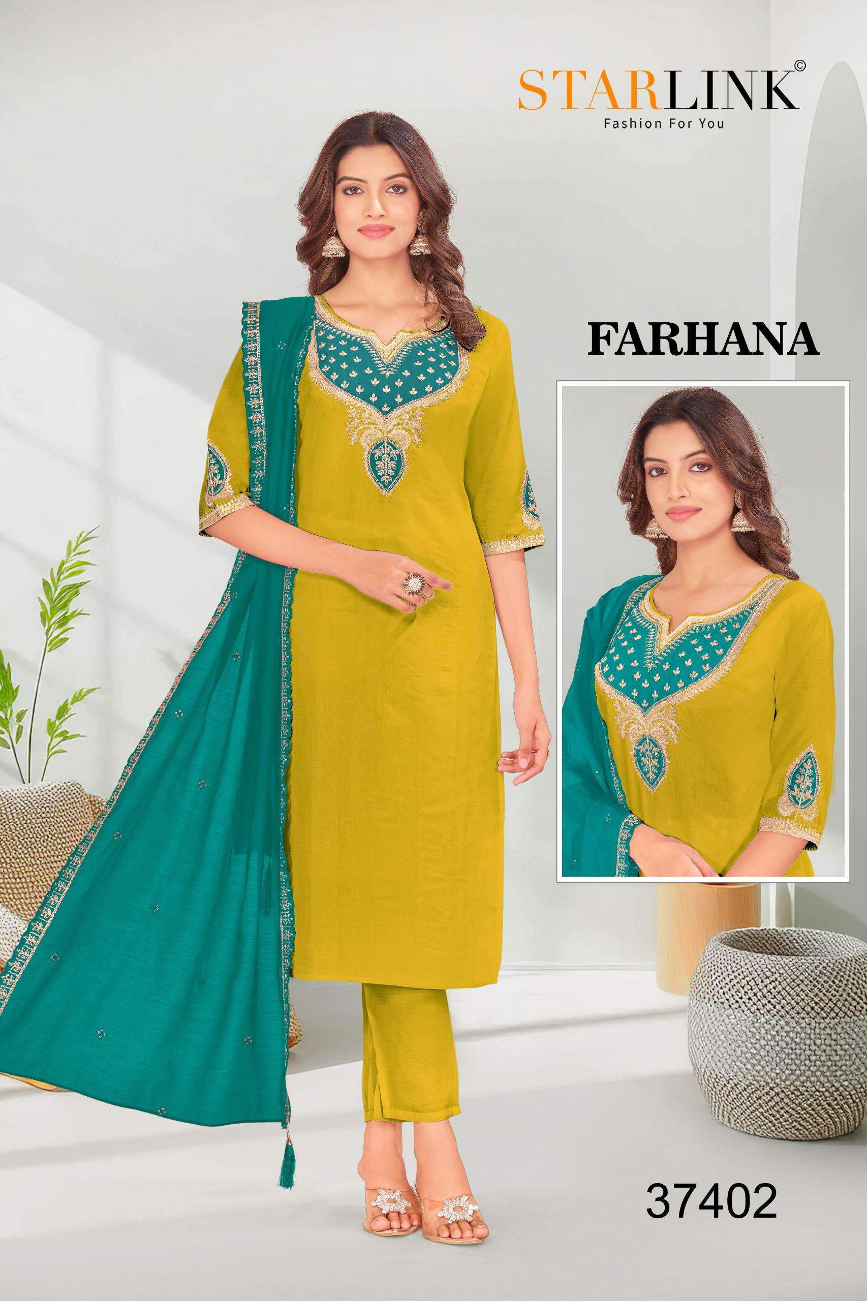 FARHANA BY STARLINK IN ROMAN SILK FANCY EMBROIDERY CUT WORK PATCH WITH INNER