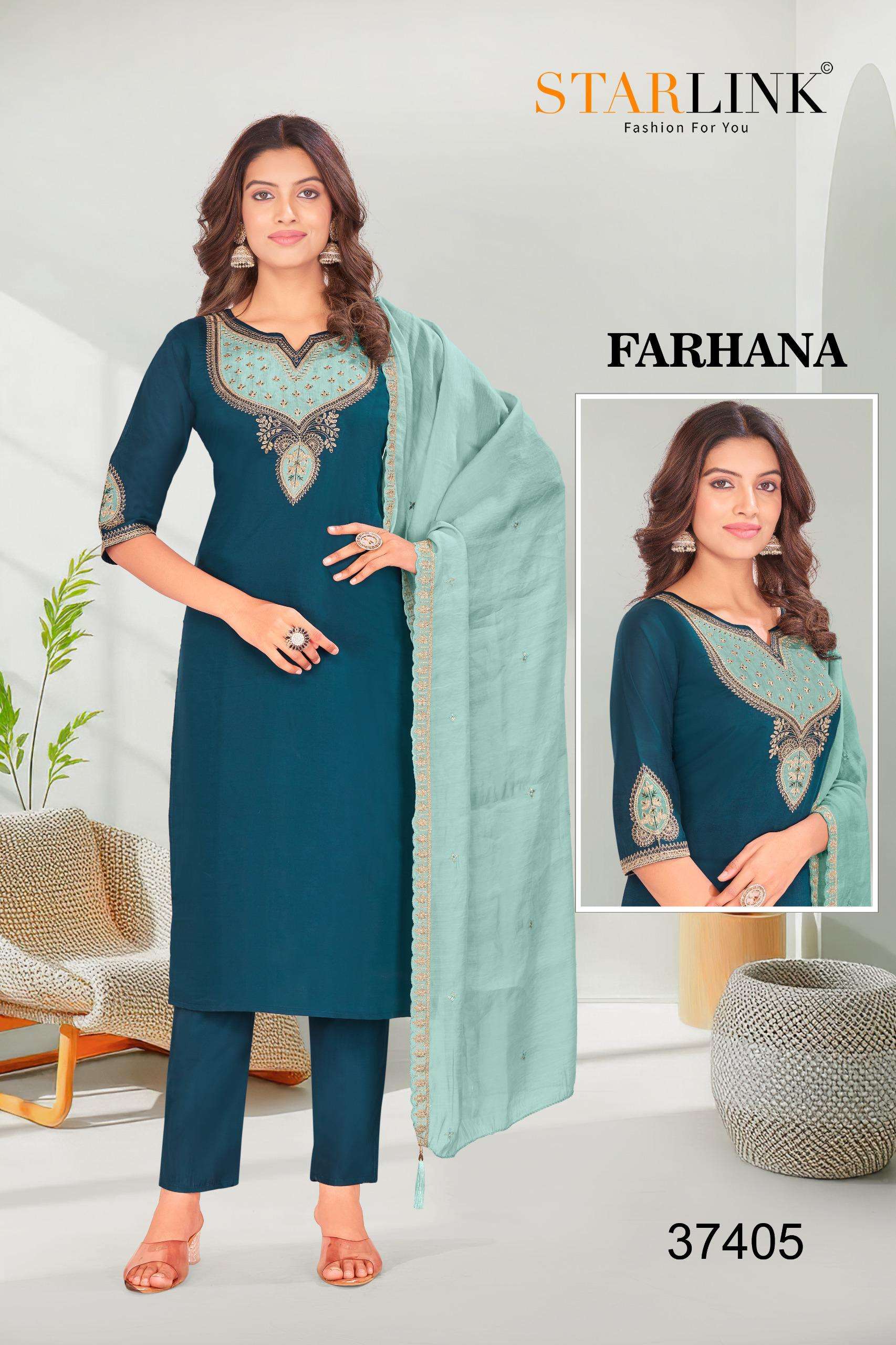 FARHANA BY STARLINK IN ROMAN SILK FANCY EMBROIDERY CUT WORK PATCH WITH INNER