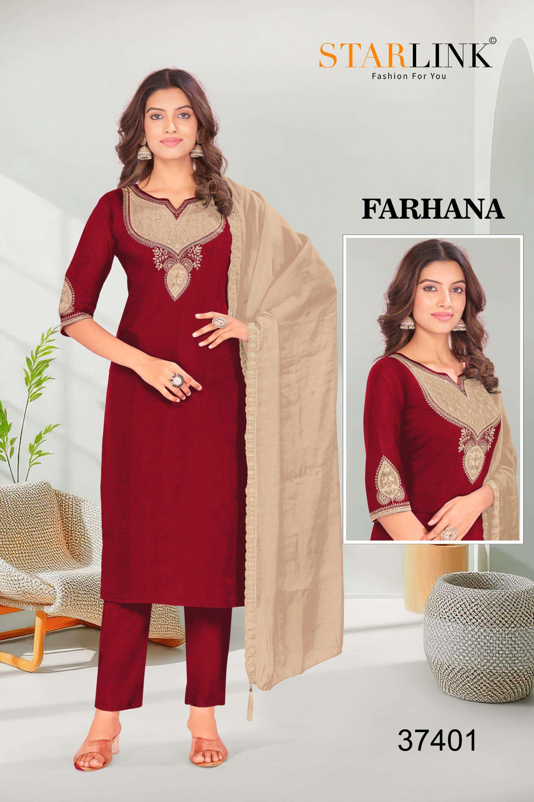 FARHANA BY STARLINK IN ROMAN SILK FANCY EMBROIDERY CUT WORK PATCH WITH INNER