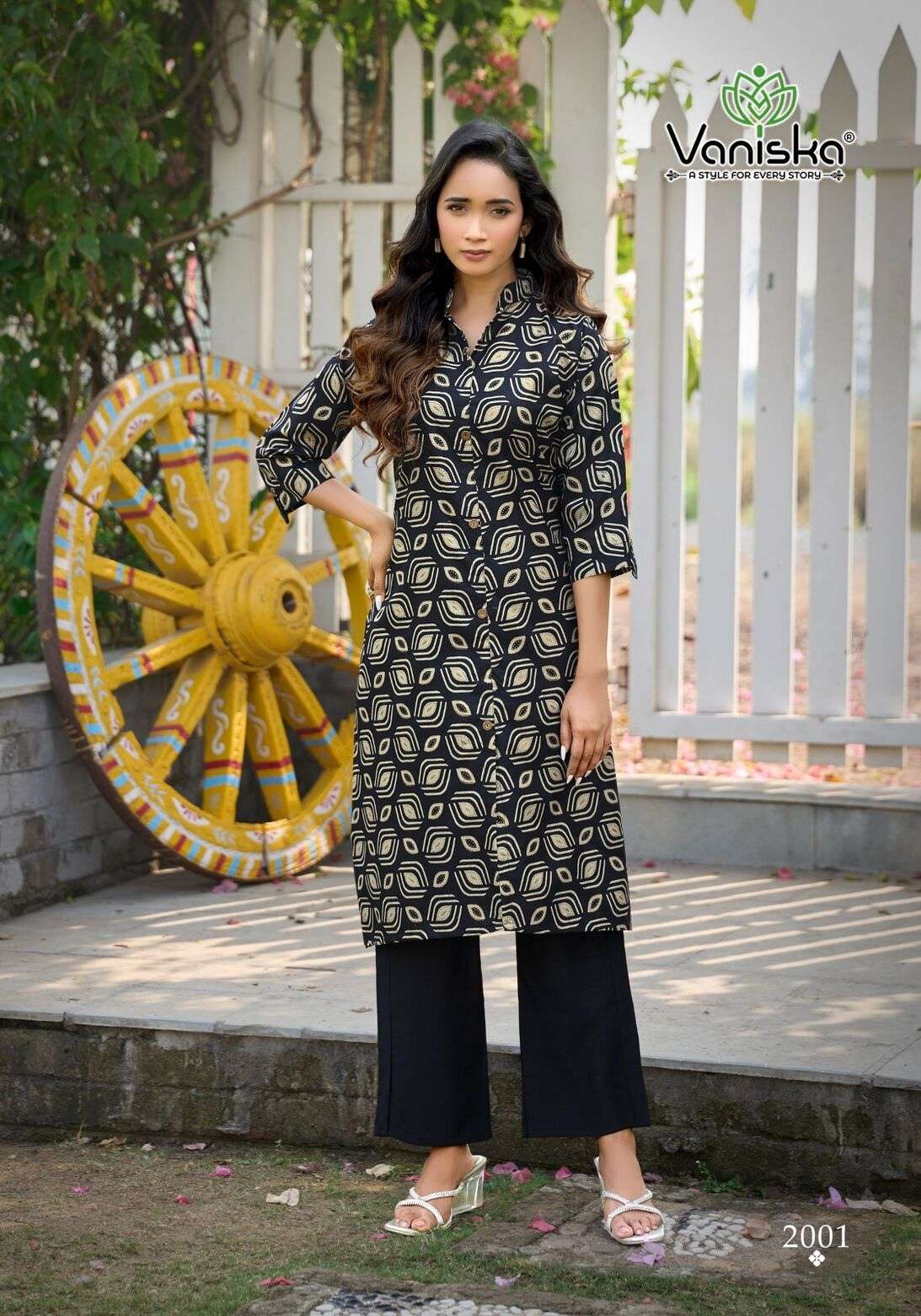 FLOWER VELLY VOL-2 BY VANISKA IN VATICAN PRINT ALINE CUT KURTI & FANCY BUTTON WITH POCKET 