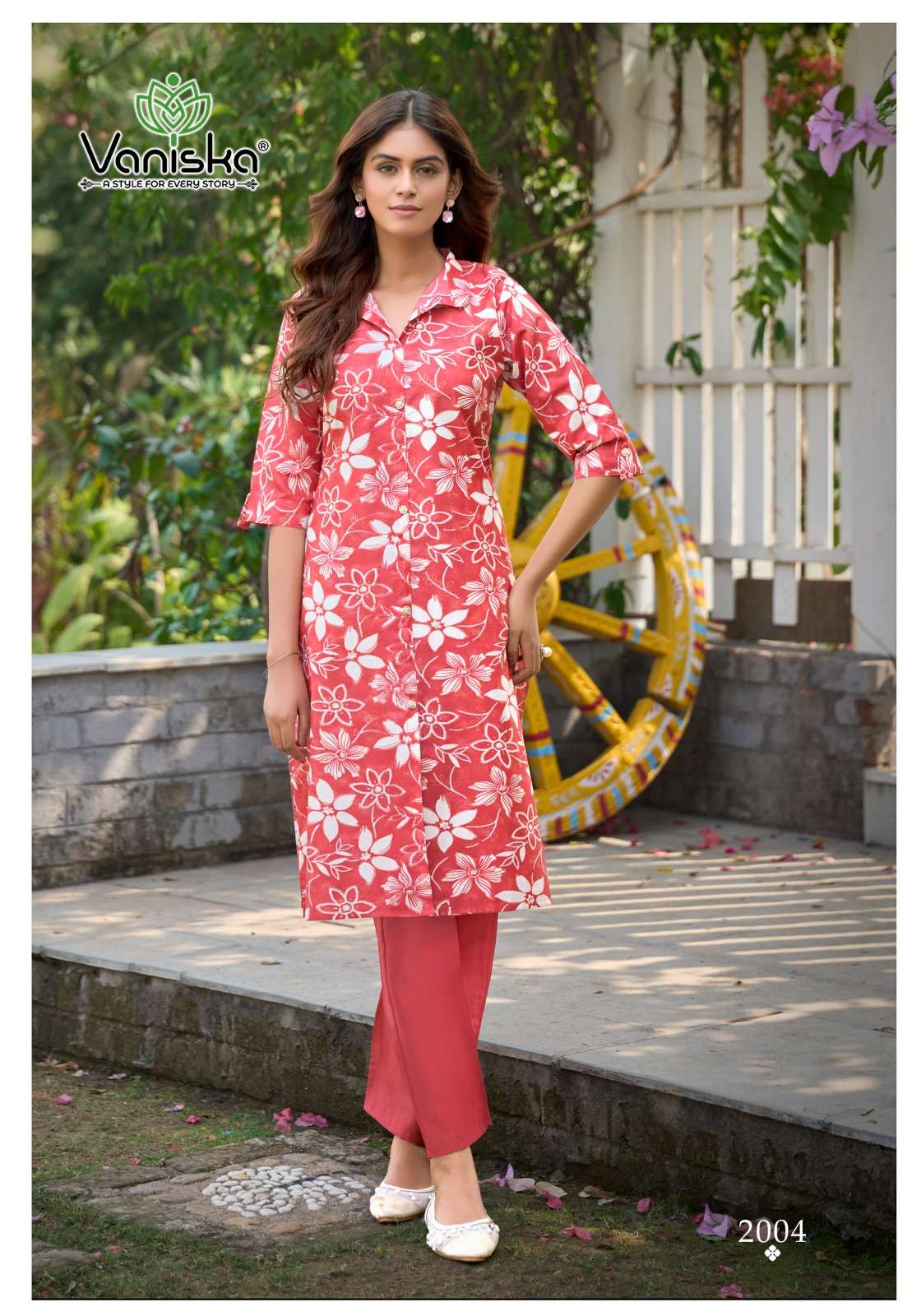 FLOWER VELLY VOL-2 BY VANISKA IN VATICAN PRINT ALINE CUT KURTI & FANCY BUTTON WITH POCKET 