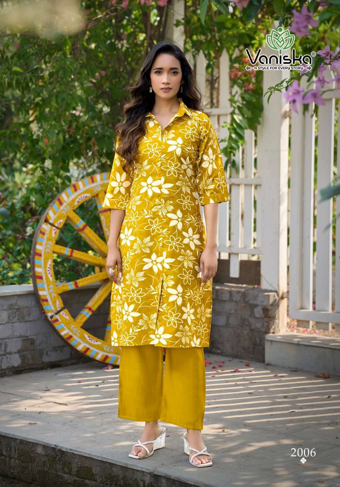 FLOWER VELLY VOL-2 BY VANISKA IN VATICAN PRINT ALINE CUT KURTI & FANCY BUTTON WITH POCKET 