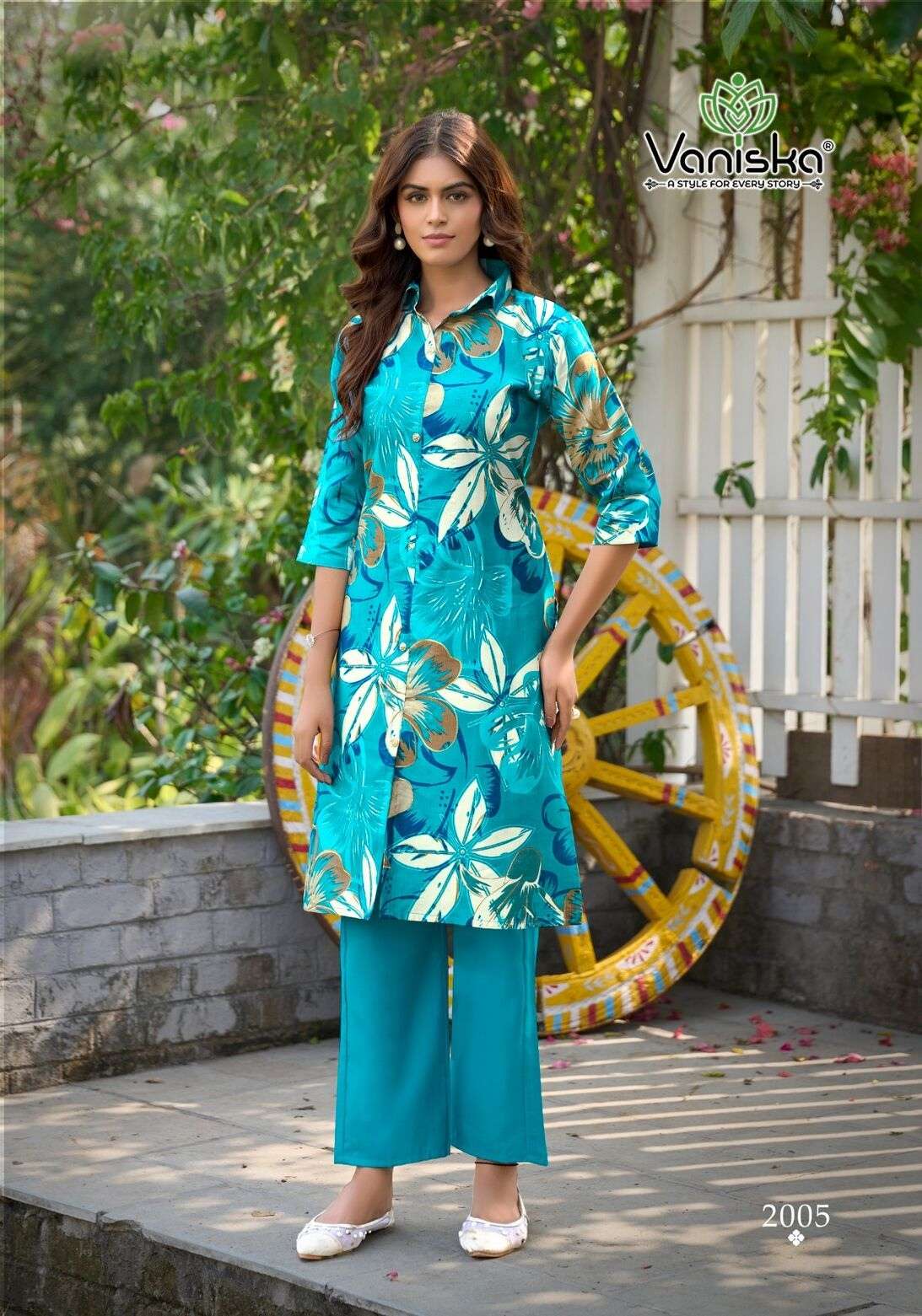 FLOWER VELLY VOL-2 BY VANISKA IN VATICAN PRINT ALINE CUT KURTI & FANCY BUTTON WITH POCKET 